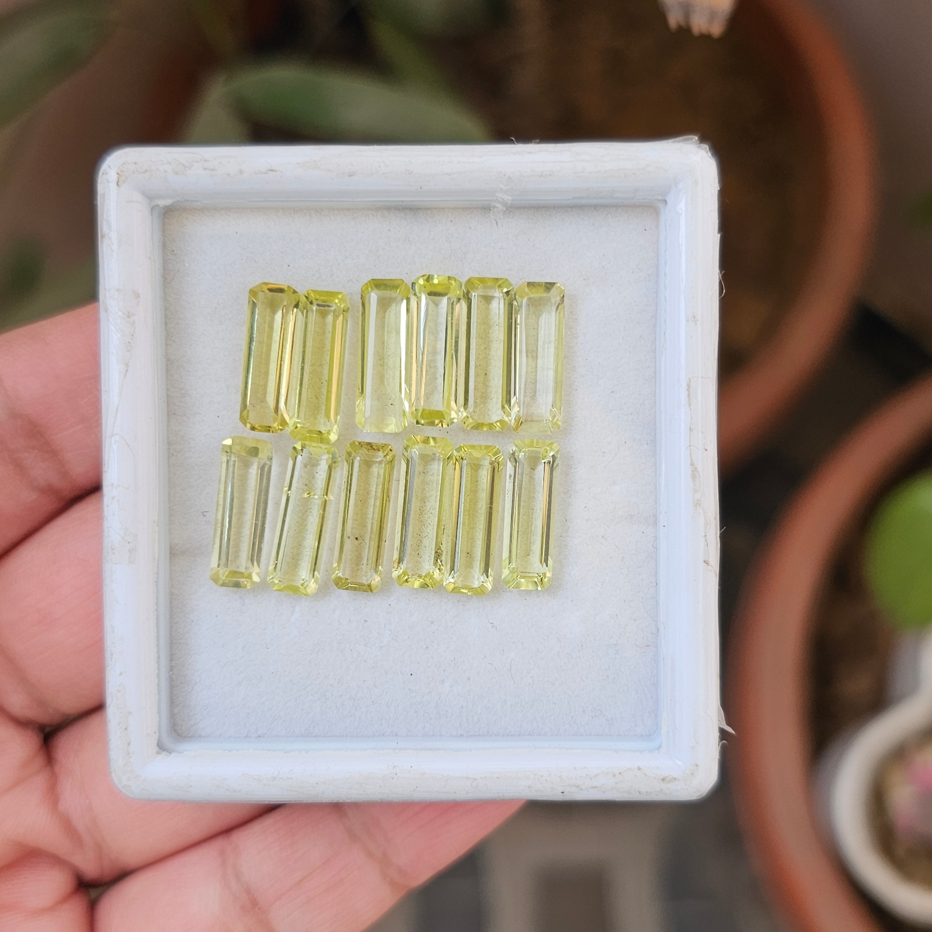 12 Pcs Of Natural Lemon Quartz Faceted | Baguette | Size:5-15mm - The LabradoriteKing