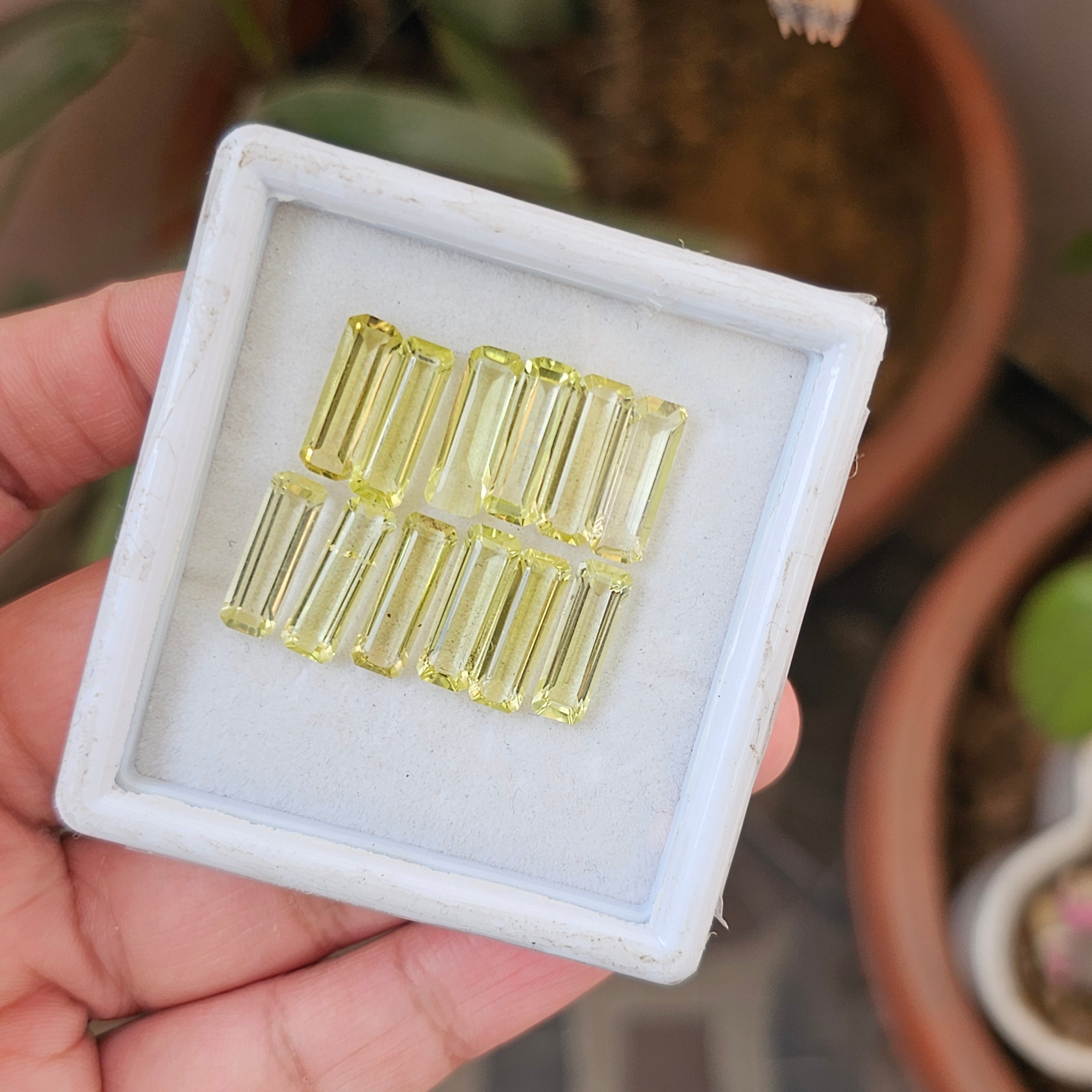 12 Pcs Of Natural Lemon Quartz Faceted | Baguette | Size:5-15mm - The LabradoriteKing