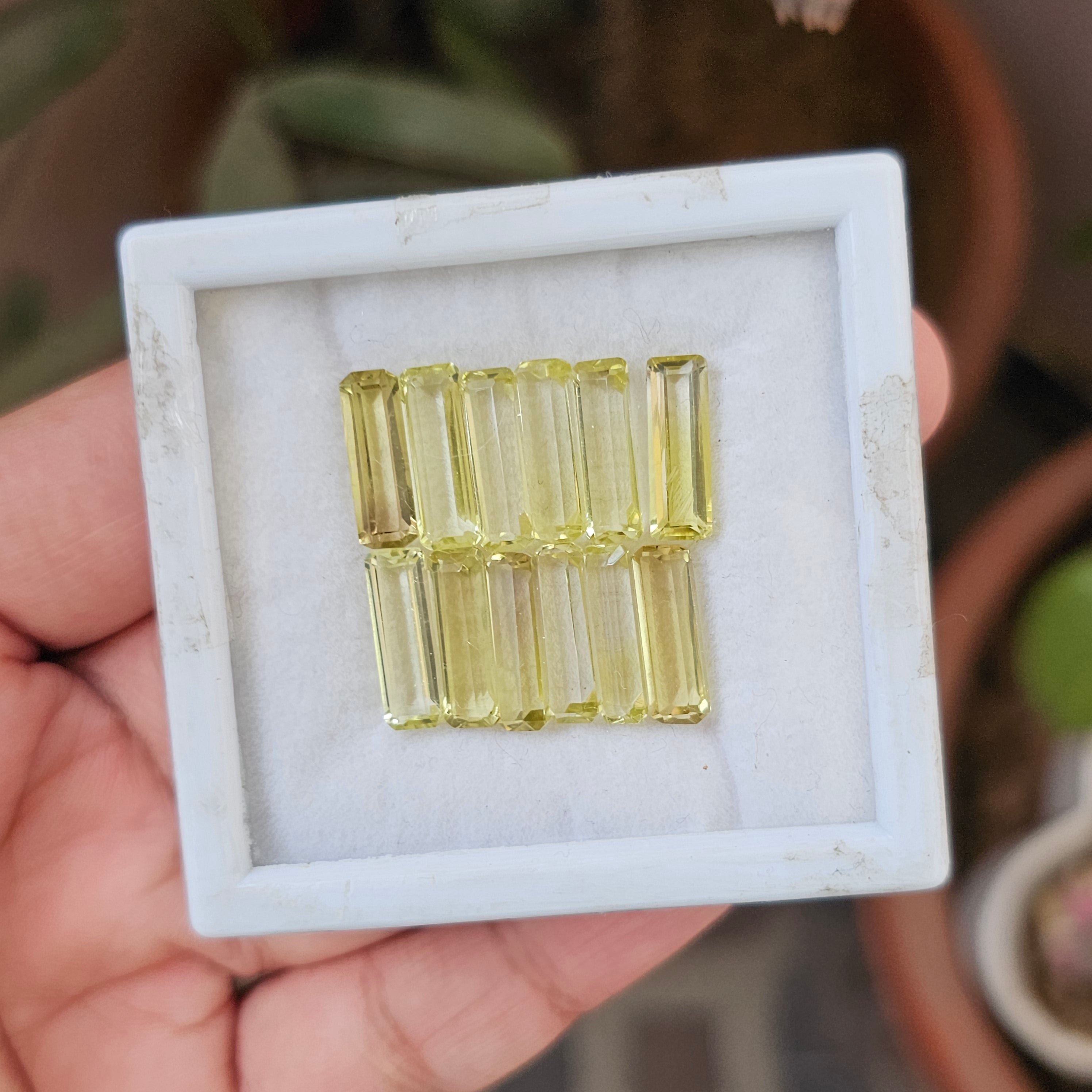 12 Pcs Of Natural Lemon Quartz Faceted | Baguette | Size:5-15mm - The LabradoriteKing