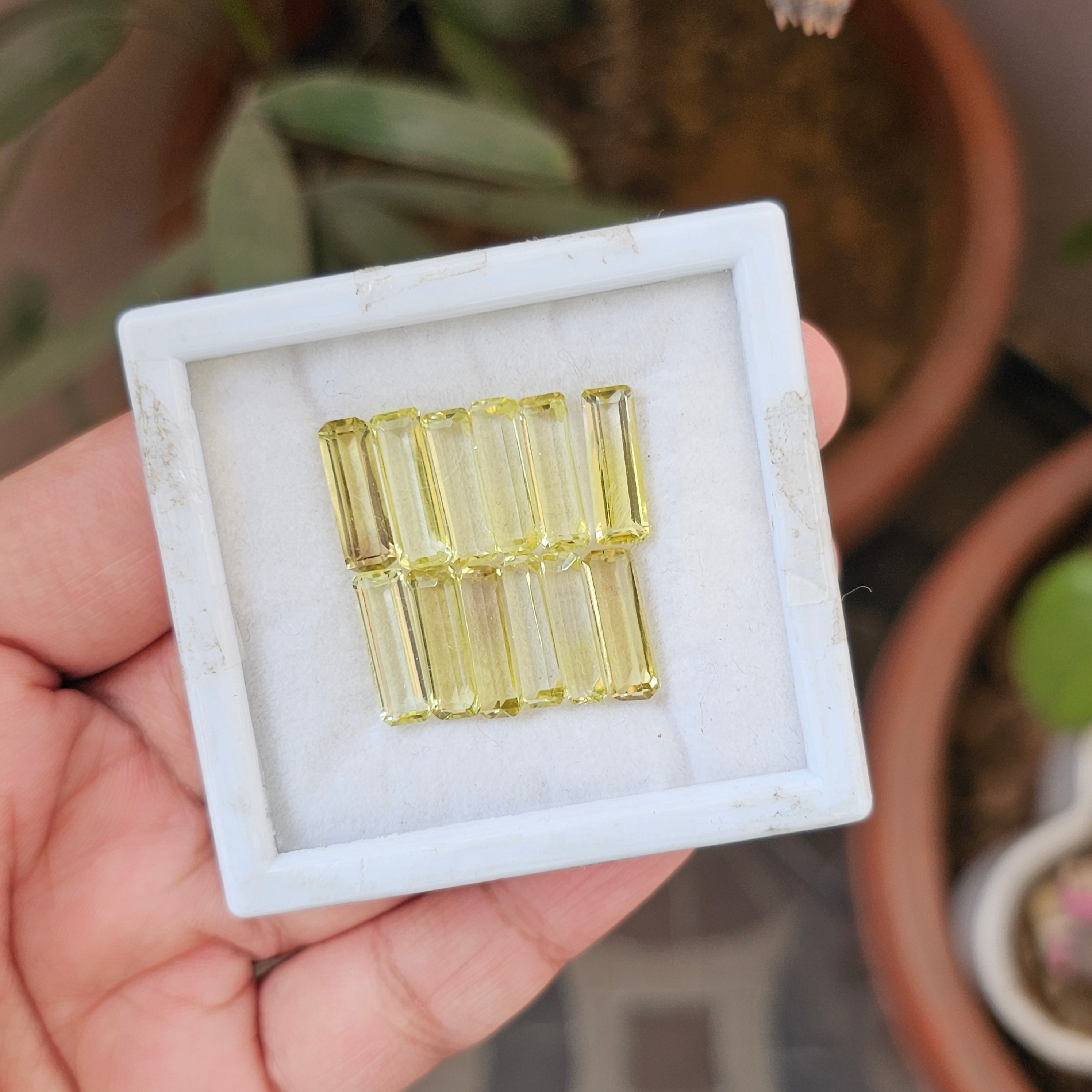 12 Pcs Of Natural Lemon Quartz Faceted | Baguette | Size:5-15mm - The LabradoriteKing