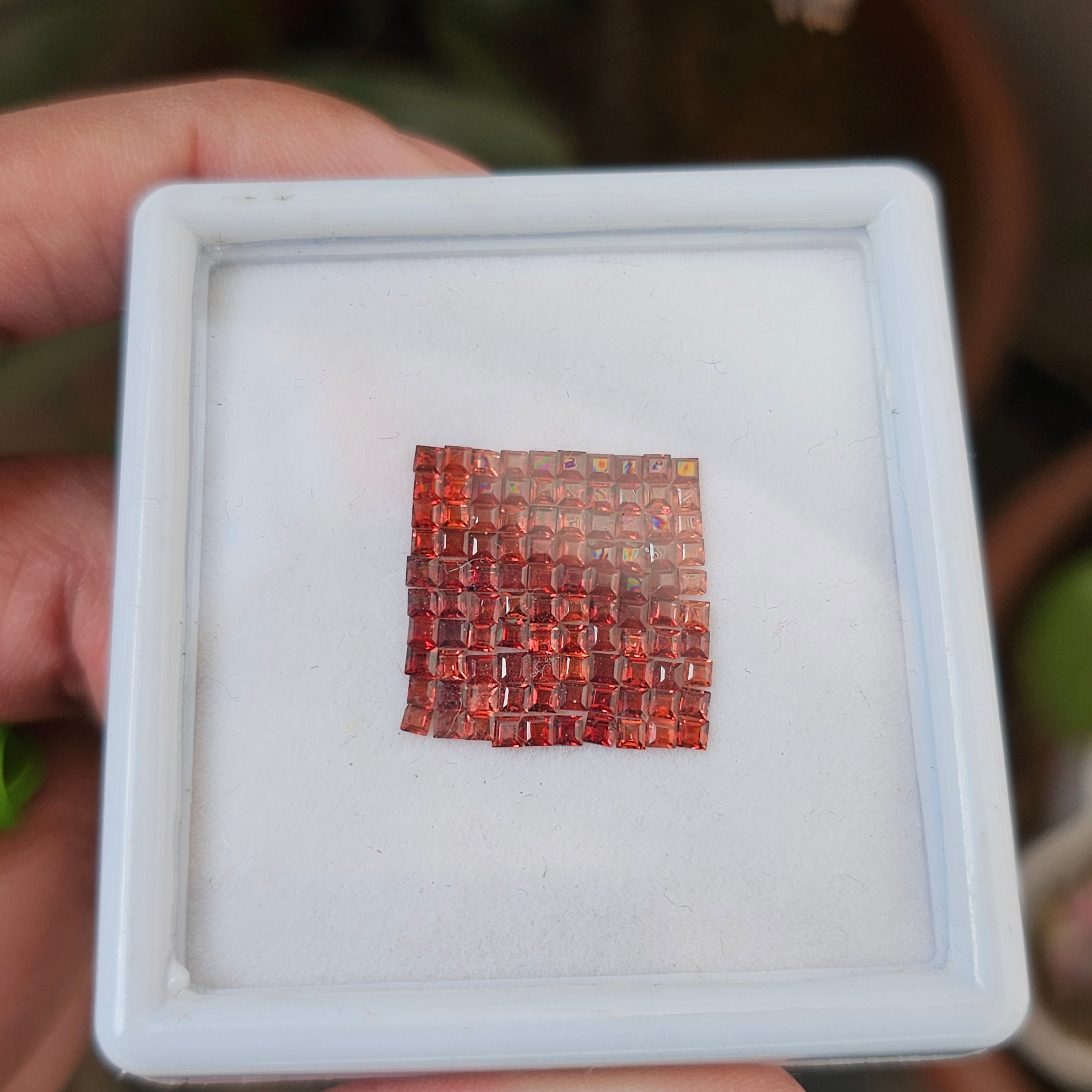 102 Pcs Of Natural Garnet Faceted | Square Shape| Size: 2mm - The LabradoriteKing