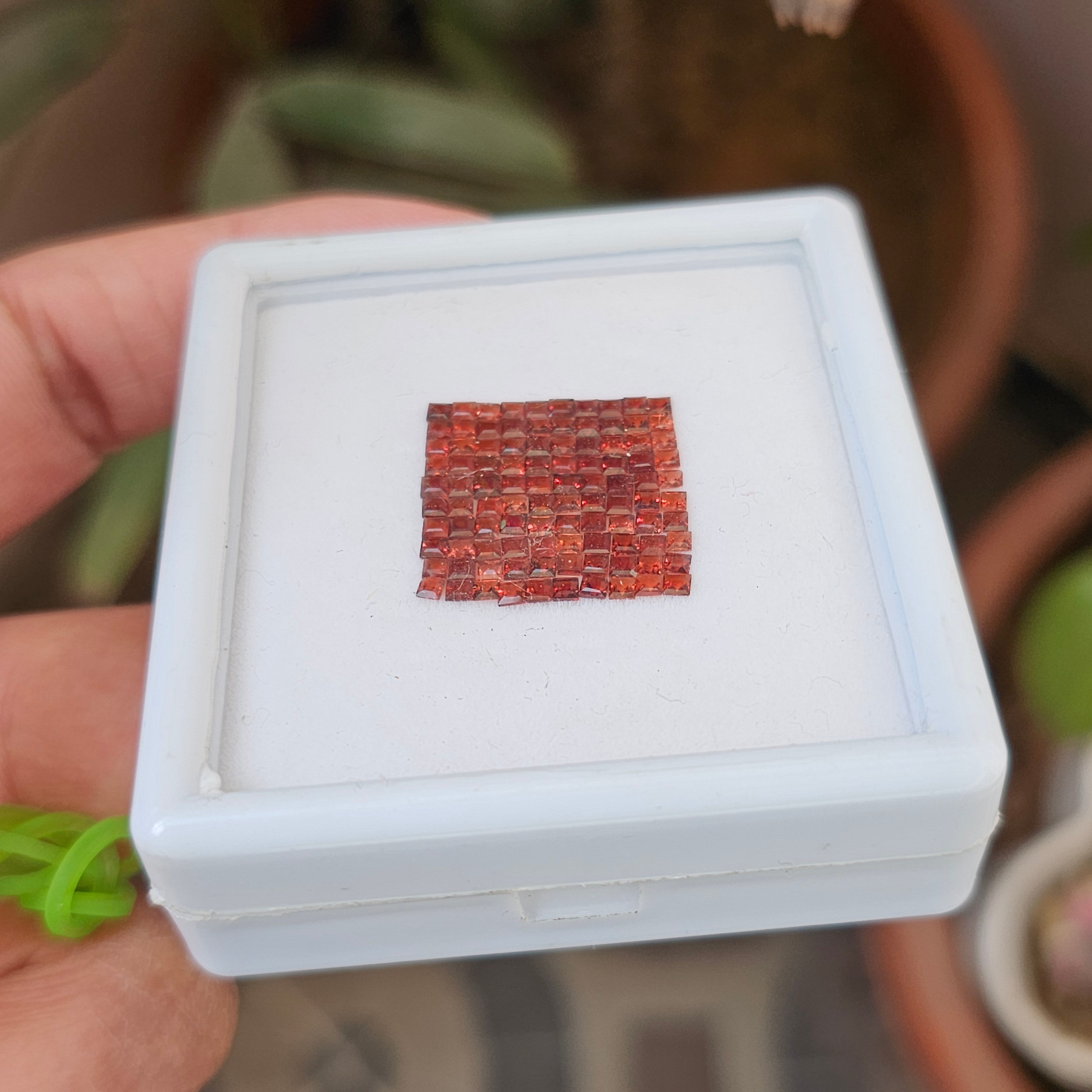 102 Pcs Of Natural Garnet Faceted | Square Shape| Size: 2mm - The LabradoriteKing