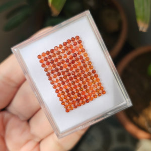 140 Pcs Of Natural Hessonite Garnet Faceted |Round Shape| Size: 2mm - The LabradoriteKing