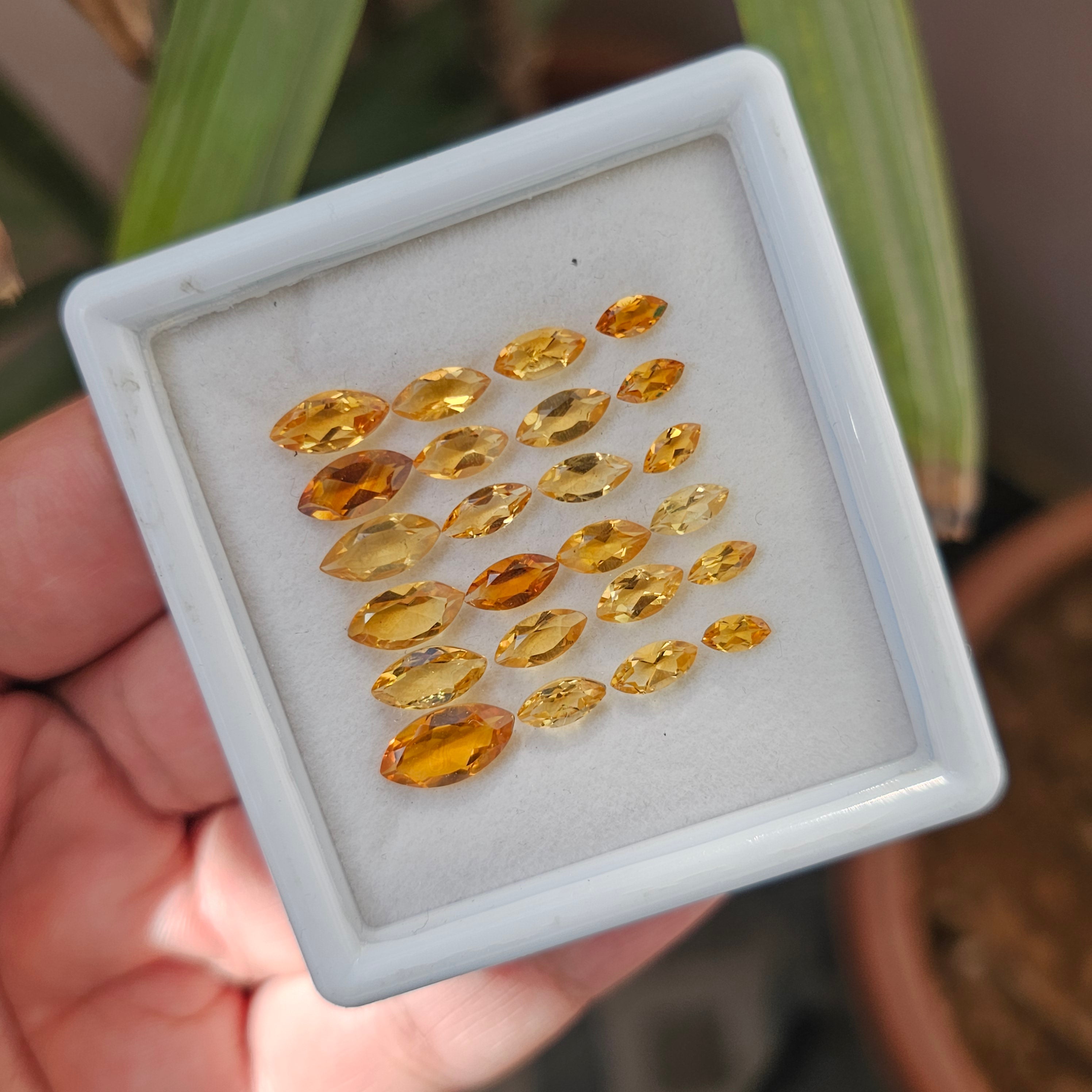 24 Pcs Of Natural Citrine Faceted | Marquise| Size:6-12mm - The LabradoriteKing