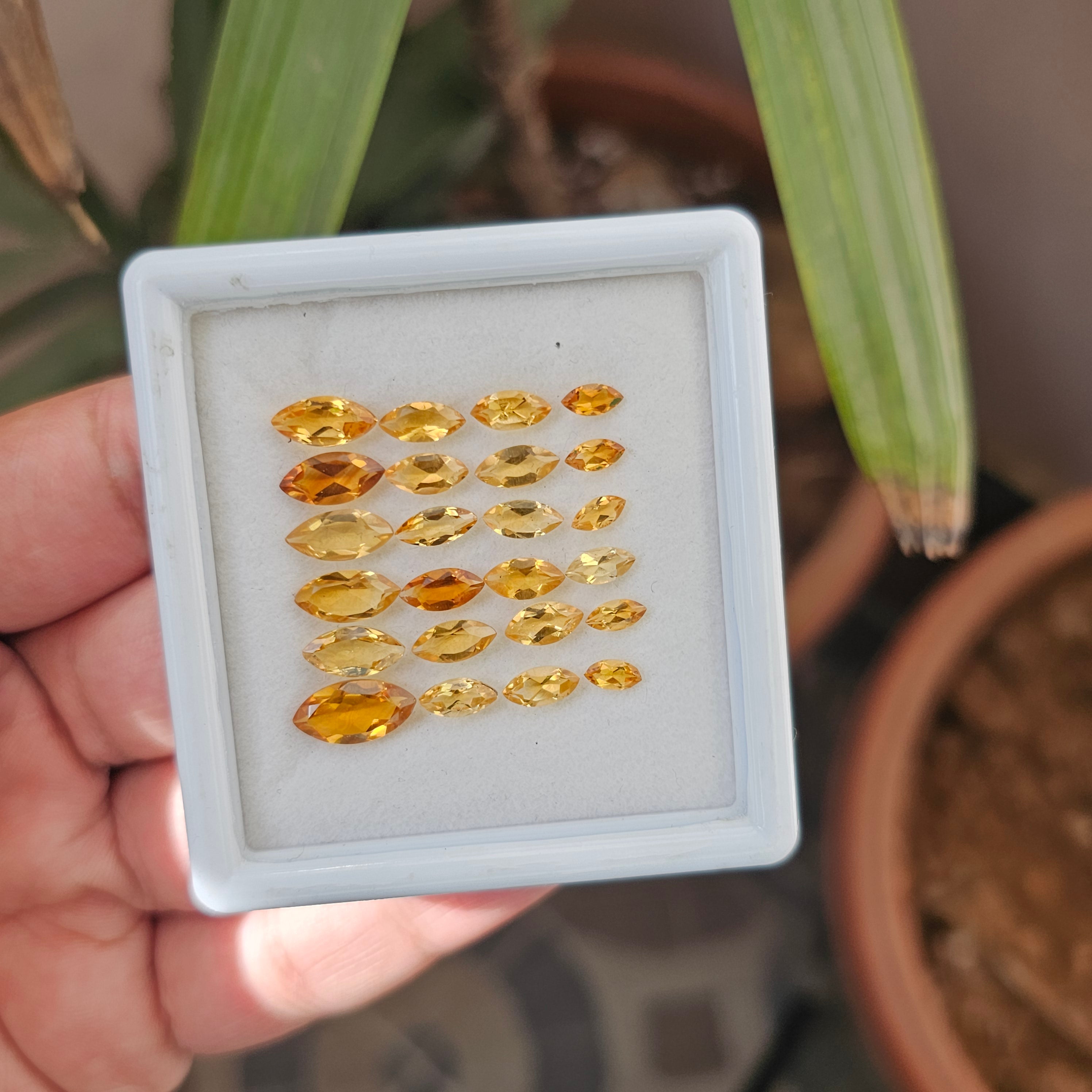 24 Pcs Of Natural Citrine Faceted | Marquise| Size:6-12mm - The LabradoriteKing