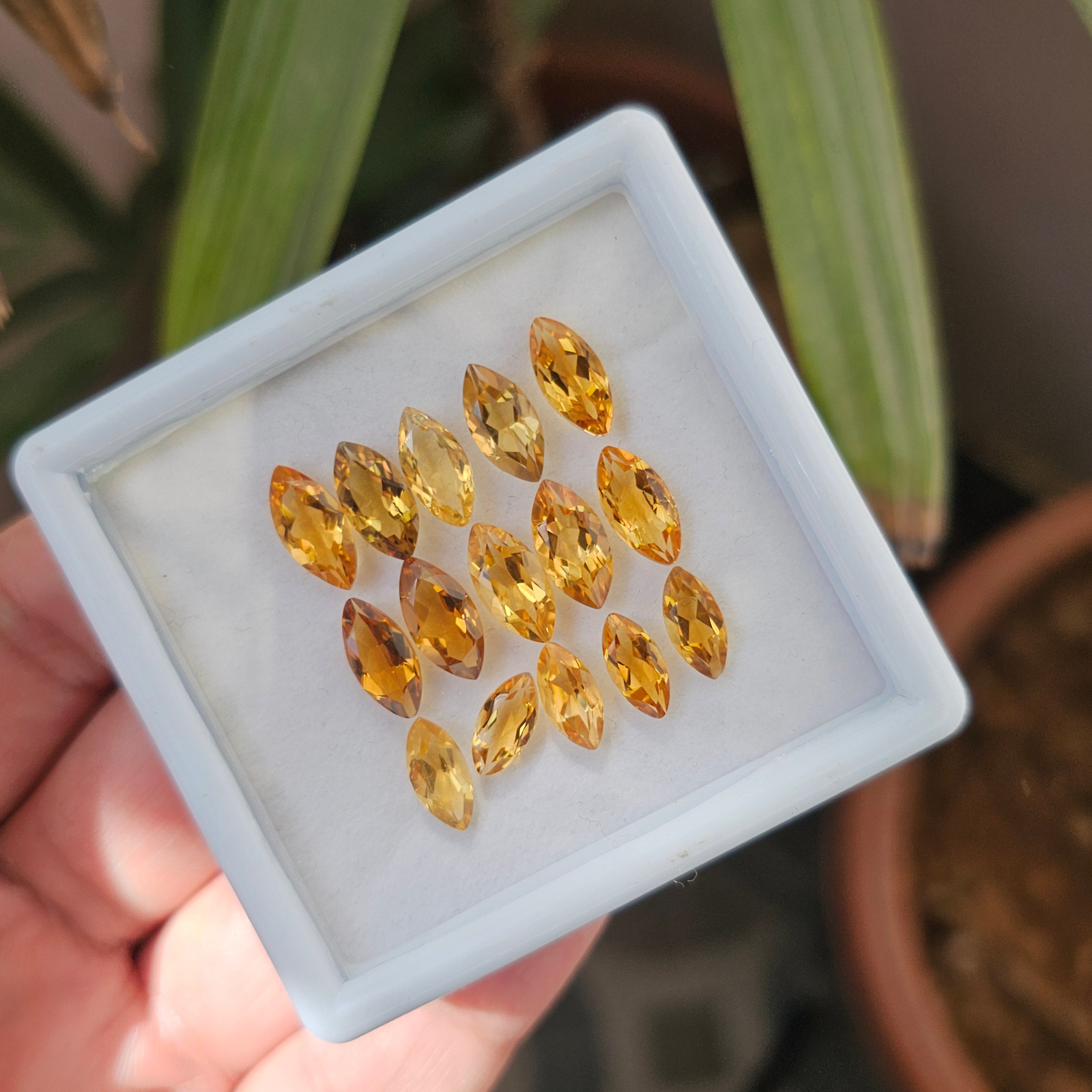 15 Pcs Of Natural Citrine Faceted |Marquise| Size:10-12mm - The LabradoriteKing