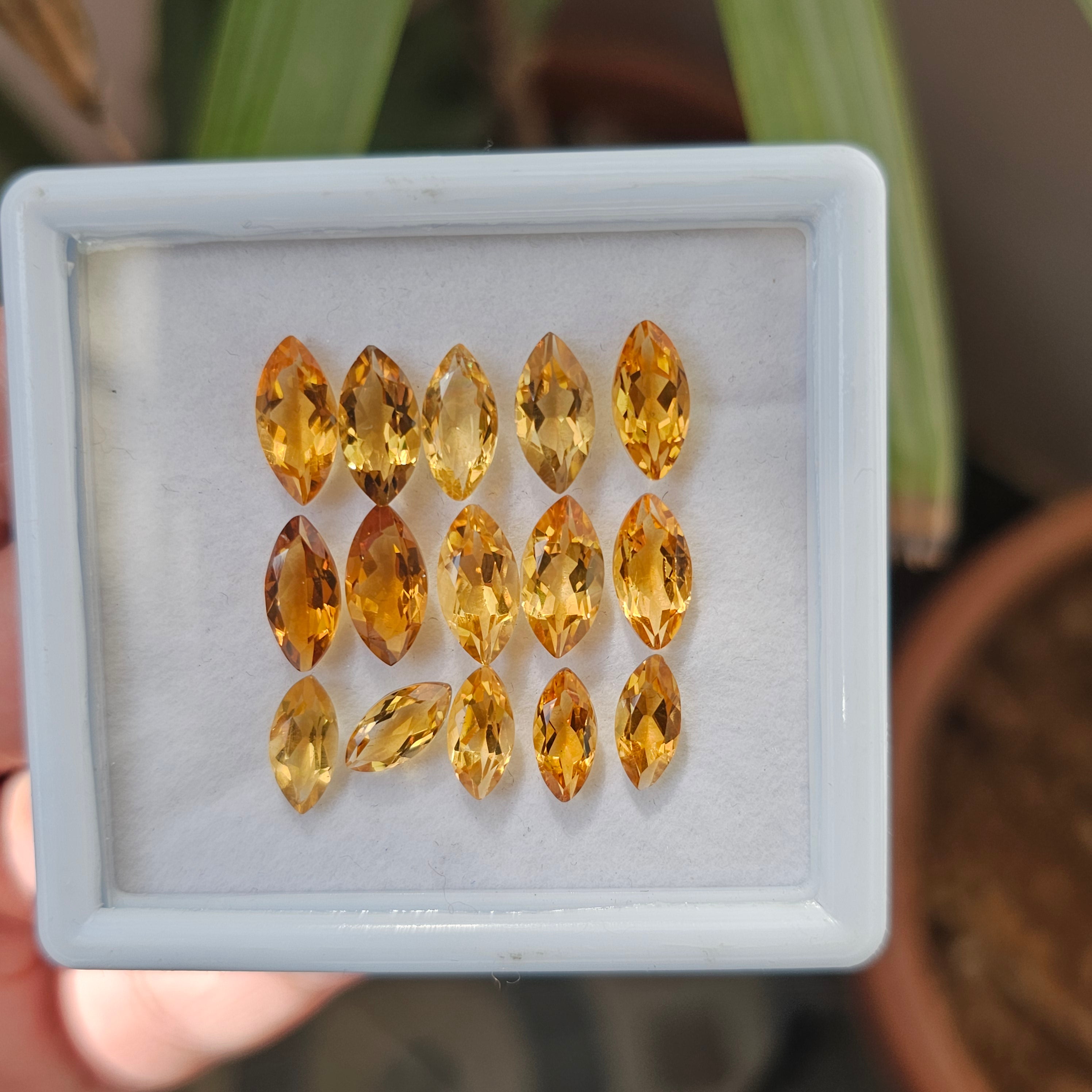 15 Pcs Of Natural Citrine Faceted |Marquise| Size:10-12mm - The LabradoriteKing