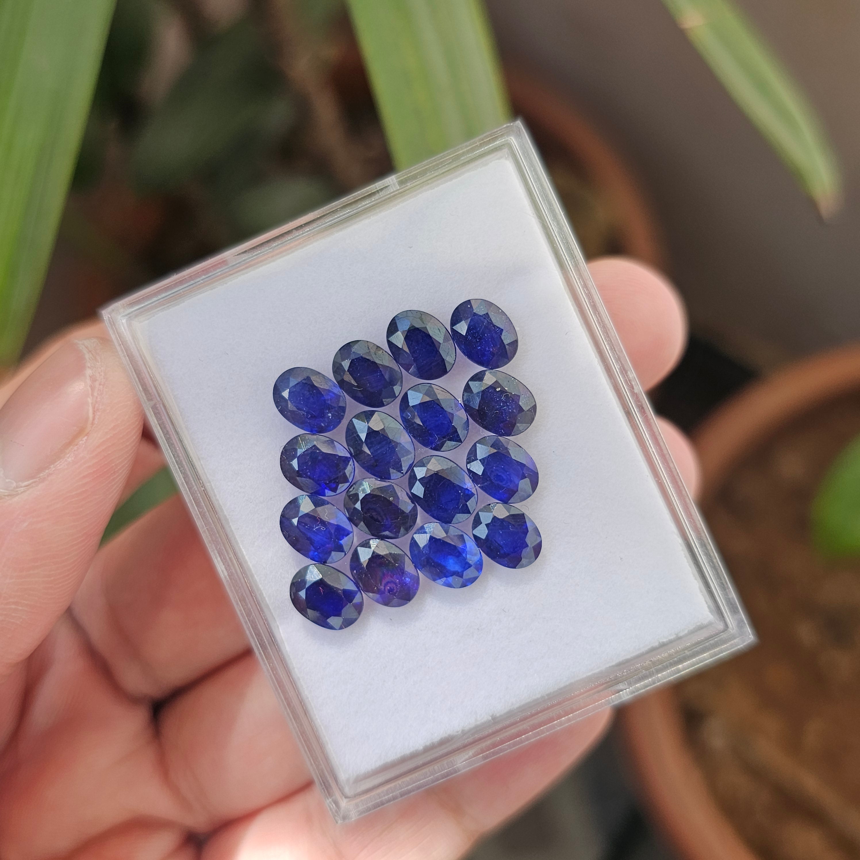 16 Pcs Of Natural Blue Sapphire Faceted |Oval | Size:8x6mm - The LabradoriteKing