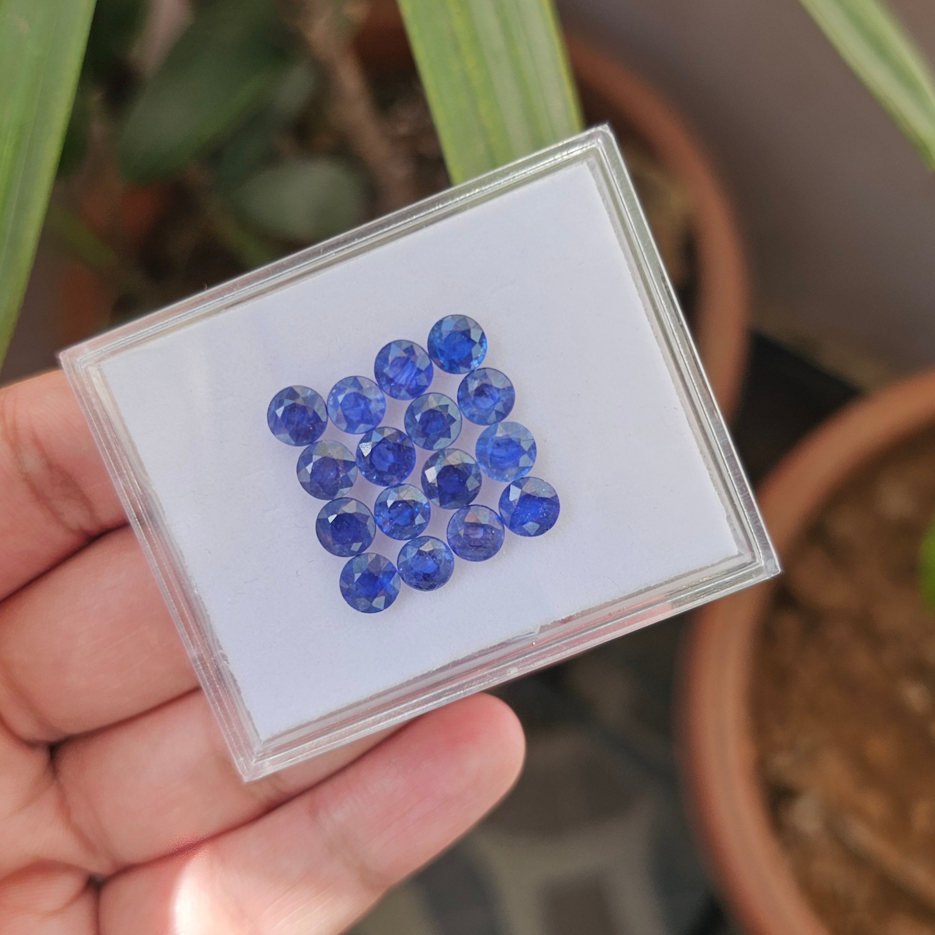 16 Pcs Of Natural Blue Sapphire Faceted |Round | Size:6mm - The LabradoriteKing