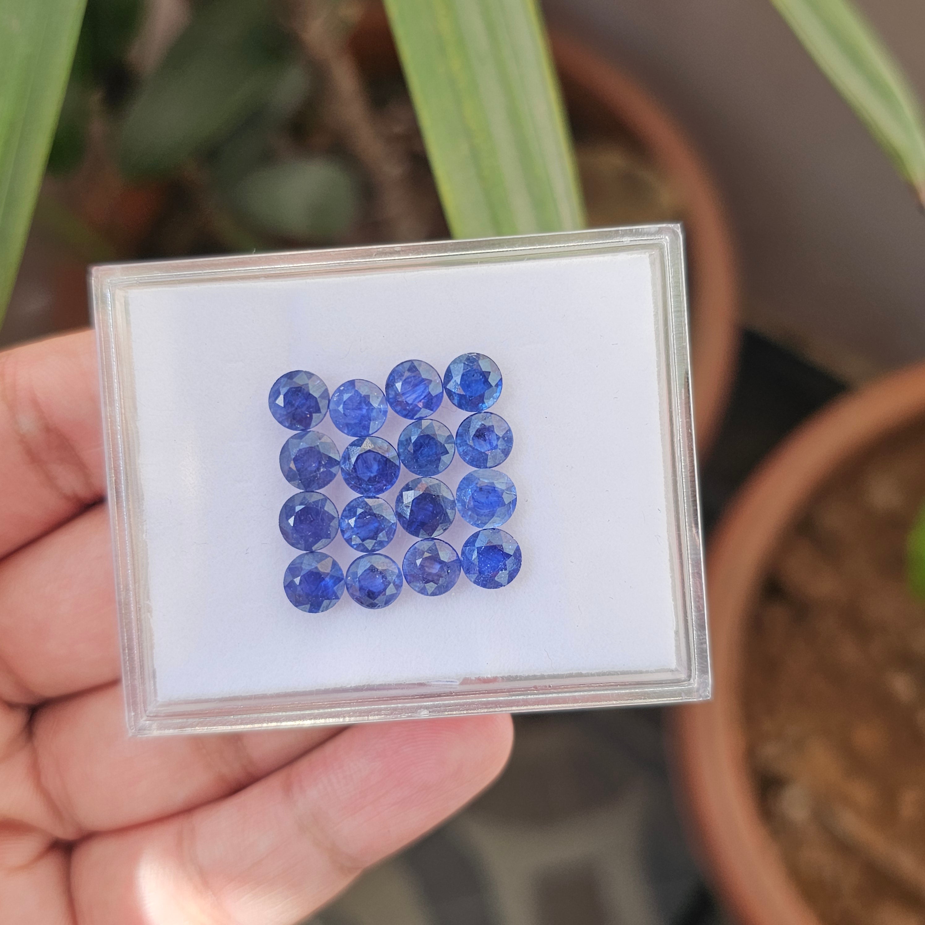 16 Pcs Of Natural Blue Sapphire Faceted |Round | Size:6mm - The LabradoriteKing