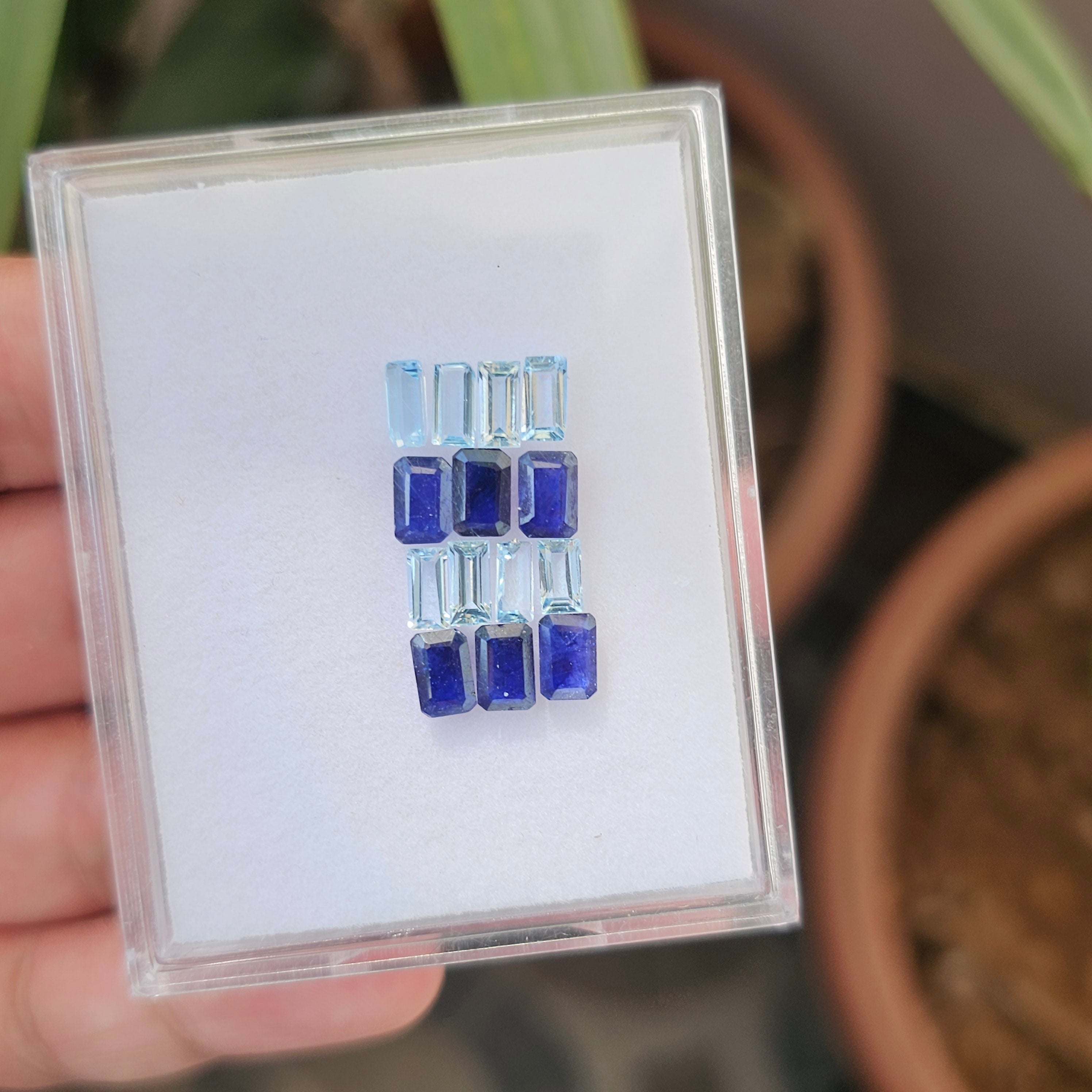 16 Pcs Of Natural Blue Sapphire & & Blue Topaz Faceted |Rectangle| Size:6x4mm - The LabradoriteKing