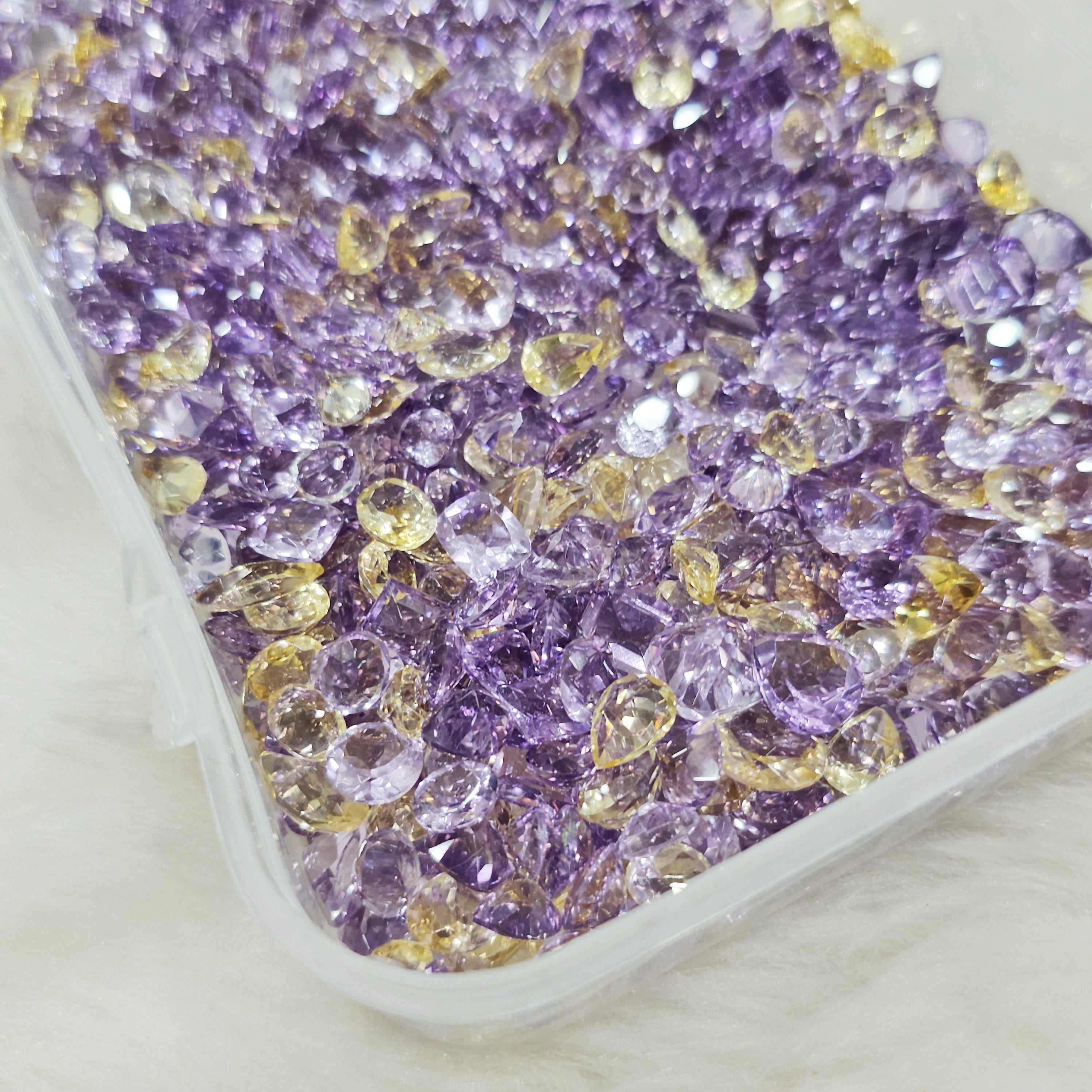 100 Carats Box of Pink Amethyst and Citrines Faceted Gems  | 40 Pcs Approx | - The LabradoriteKing