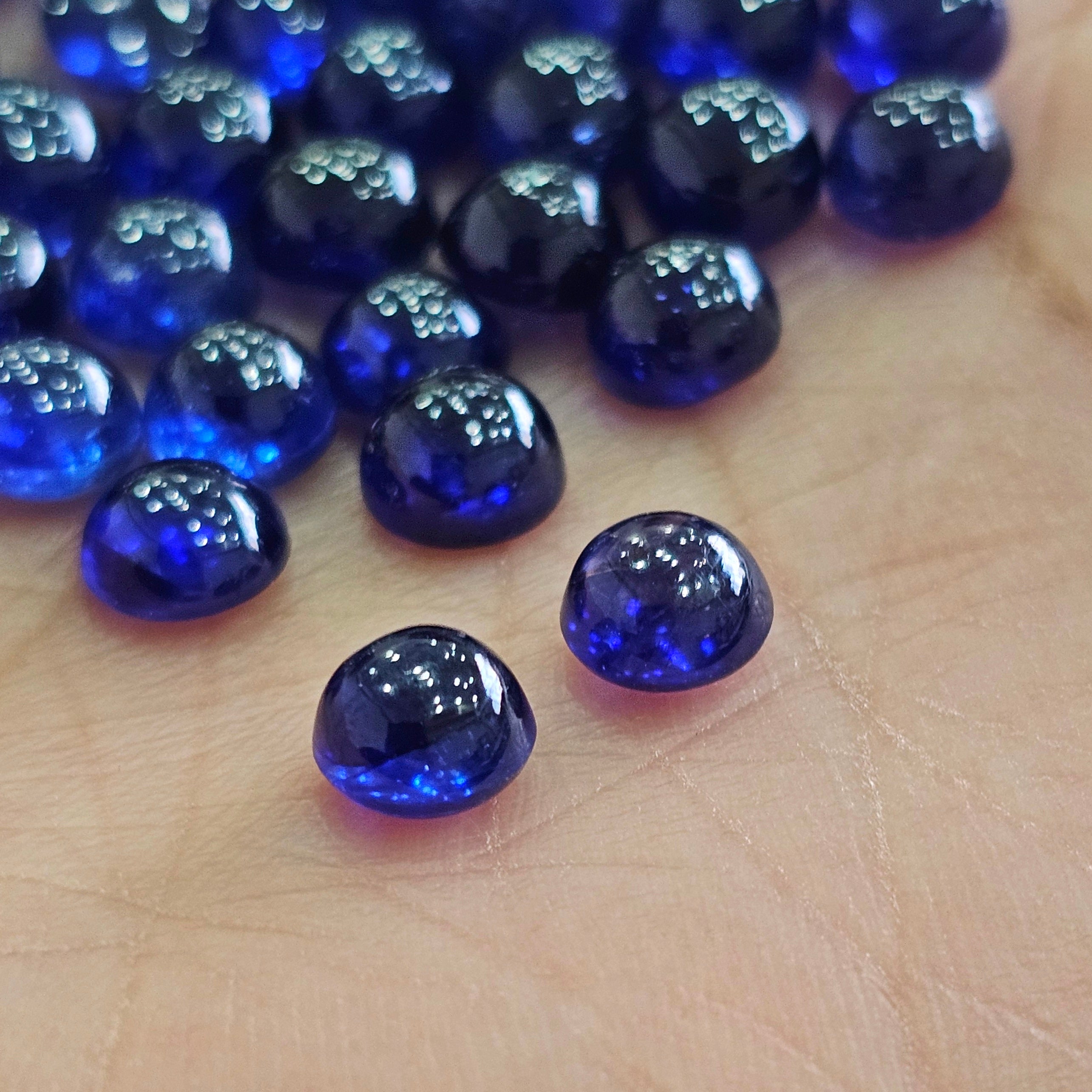 5 Pcs of Natural Sapphire Round cabs| Royal Blue |5mm,6mm,7mm,8mm - The LabradoriteKing