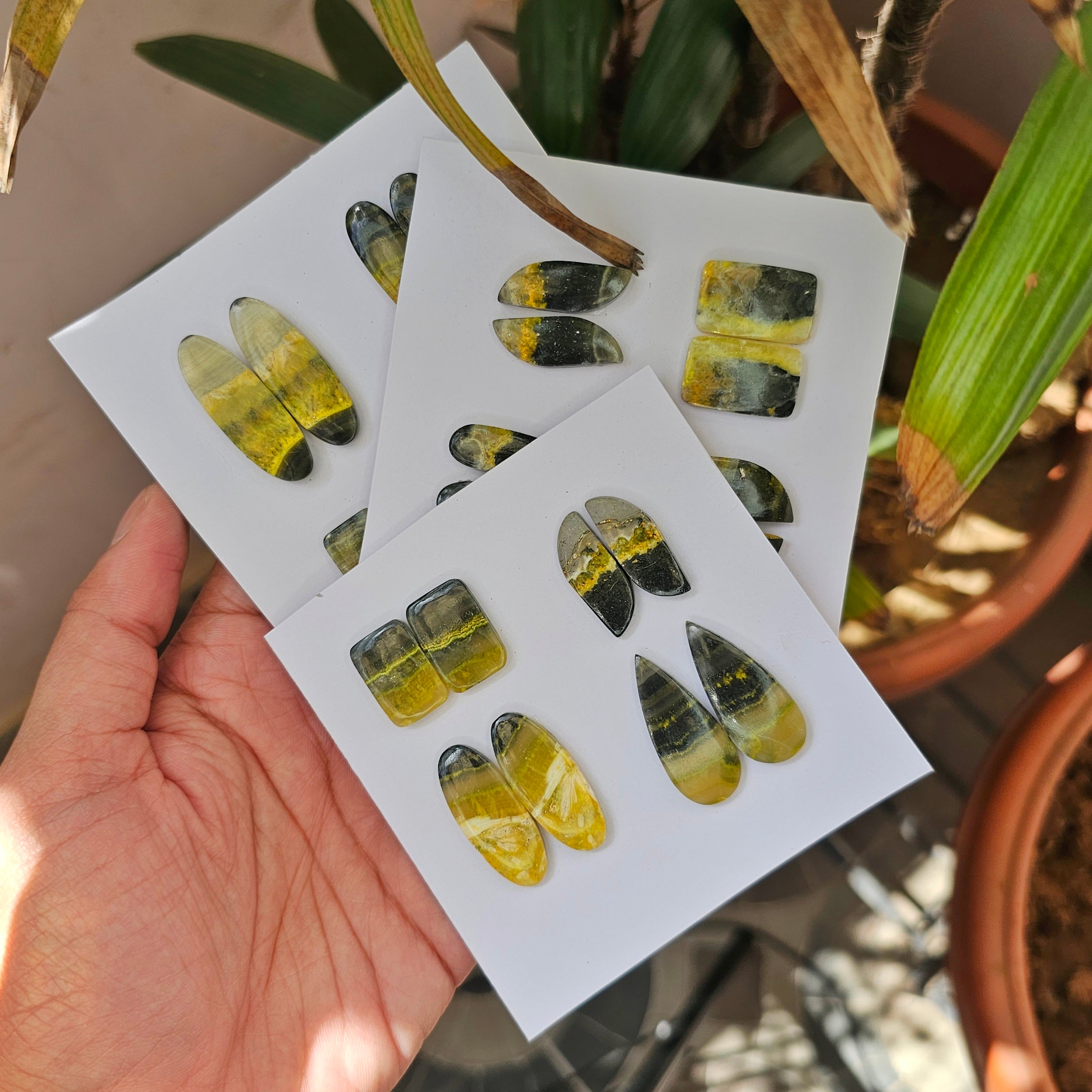 1 Card Of Natural Bumblebee Cabochon| Shape: Mix| Size:21-32mm - The LabradoriteKing