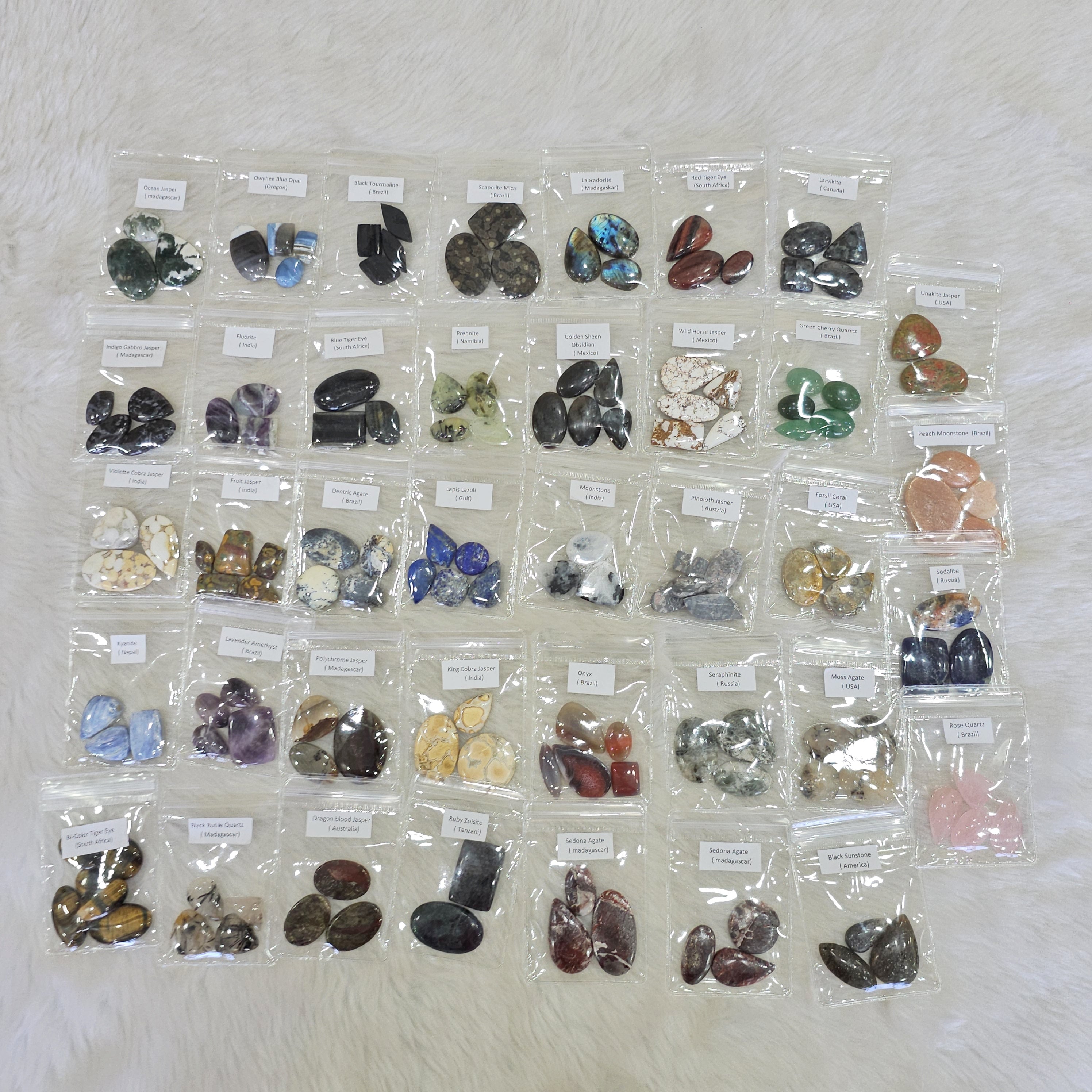 40 sets of Cabochons | V3.0 | Labeled | 1KG Box | 100+ Stones - The LabradoriteKing
