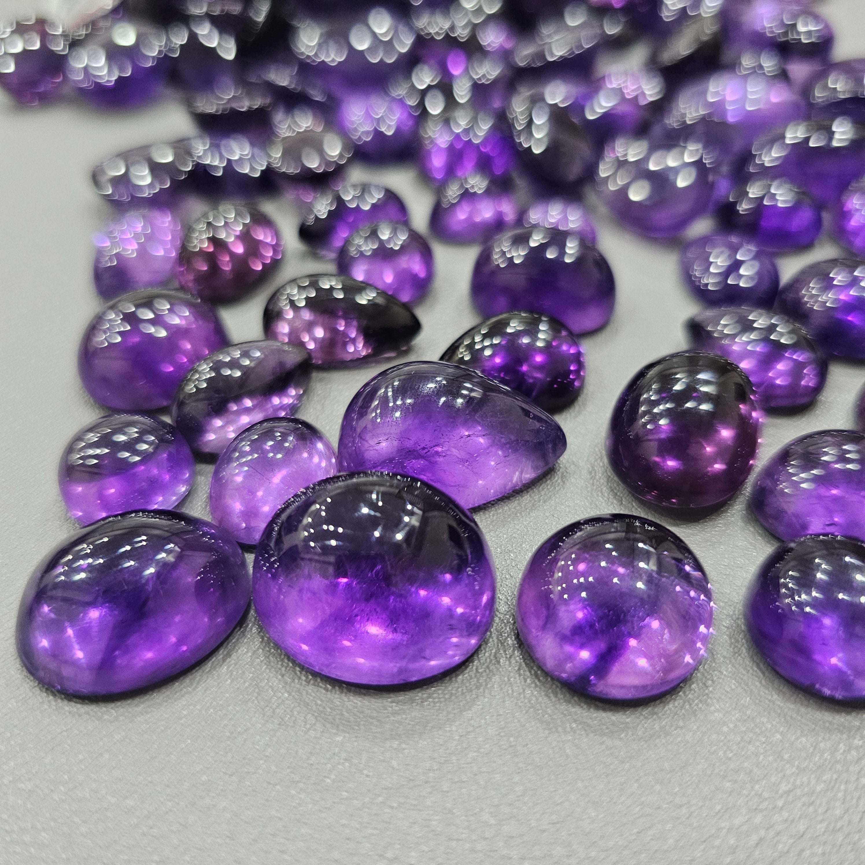 12 Pcs Amethyst Cabochon | Vivid Deep AAA Colour | 12-20mm sizes - The LabradoriteKing