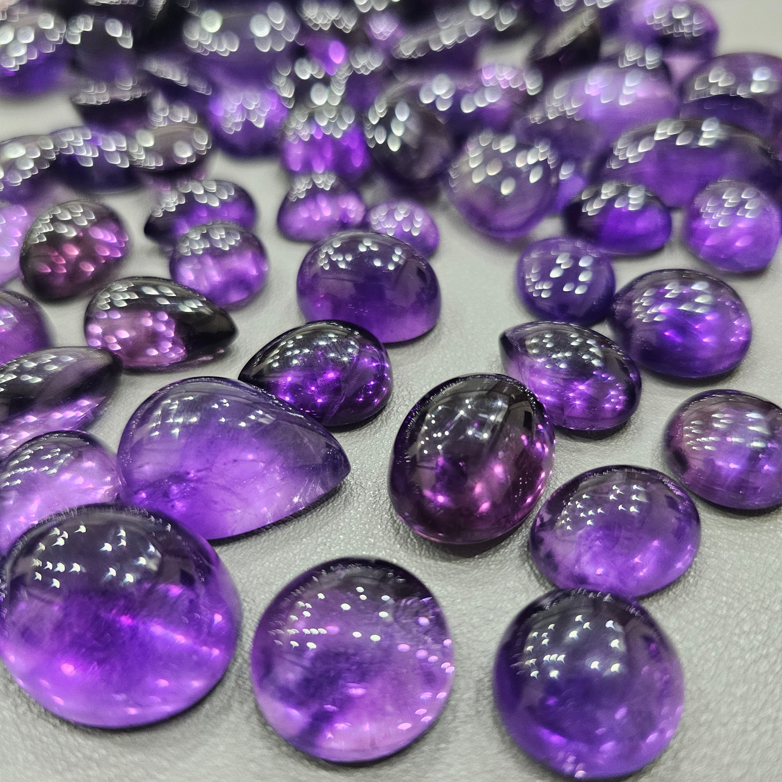 12 Pcs Amethyst Cabochon | Vivid Deep AAA Colour | 12-20mm sizes - The LabradoriteKing