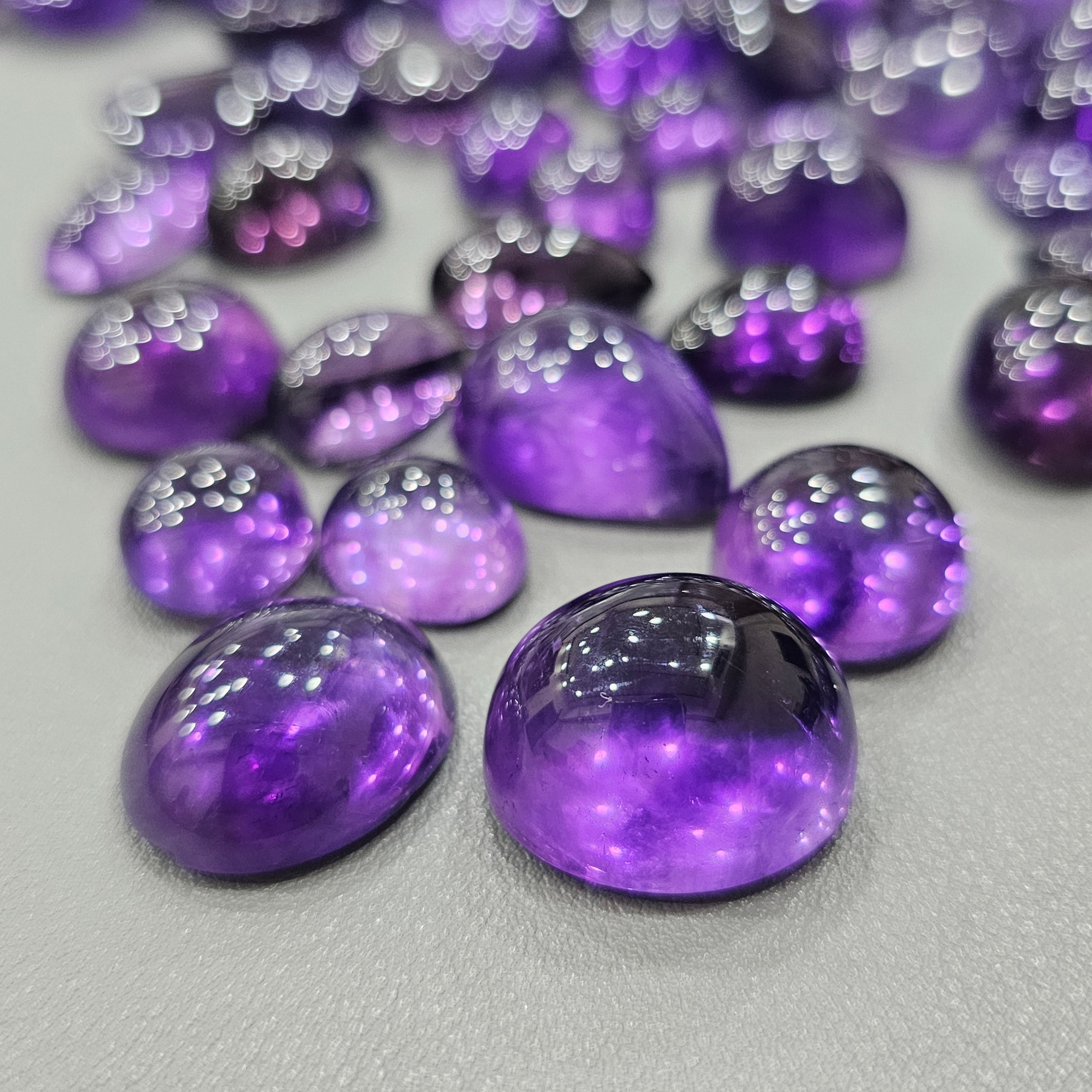 12 Pcs Amethyst Cabochon | Vivid Deep AAA Colour | 12-20mm sizes - The LabradoriteKing