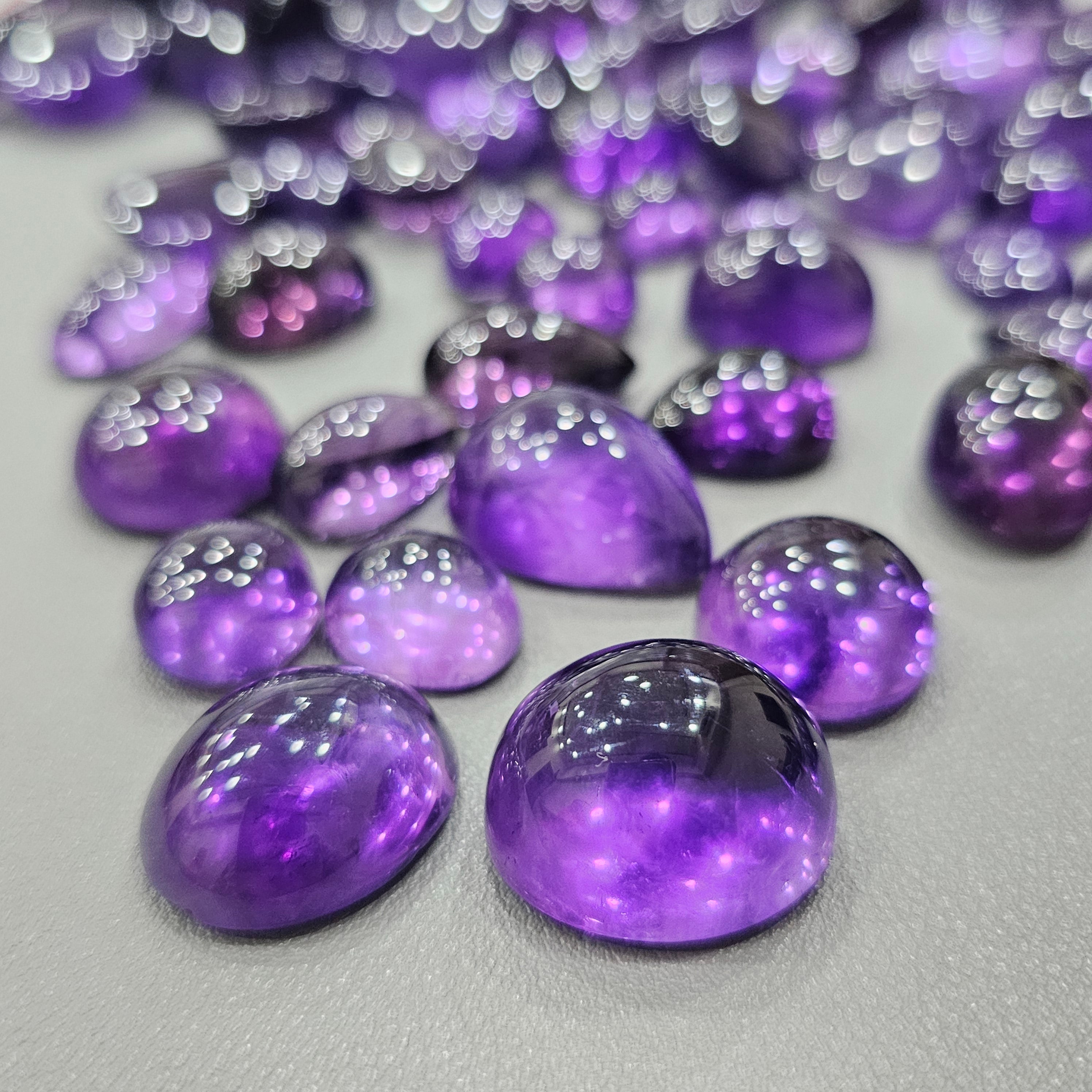 12 Pcs Amethyst Cabochon | Vivid Deep AAA Colour | 12-20mm sizes - The LabradoriteKing