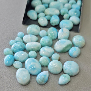 20 Pcs Larimar Cabochons | 5mm to 12mm - The LabradoriteKing