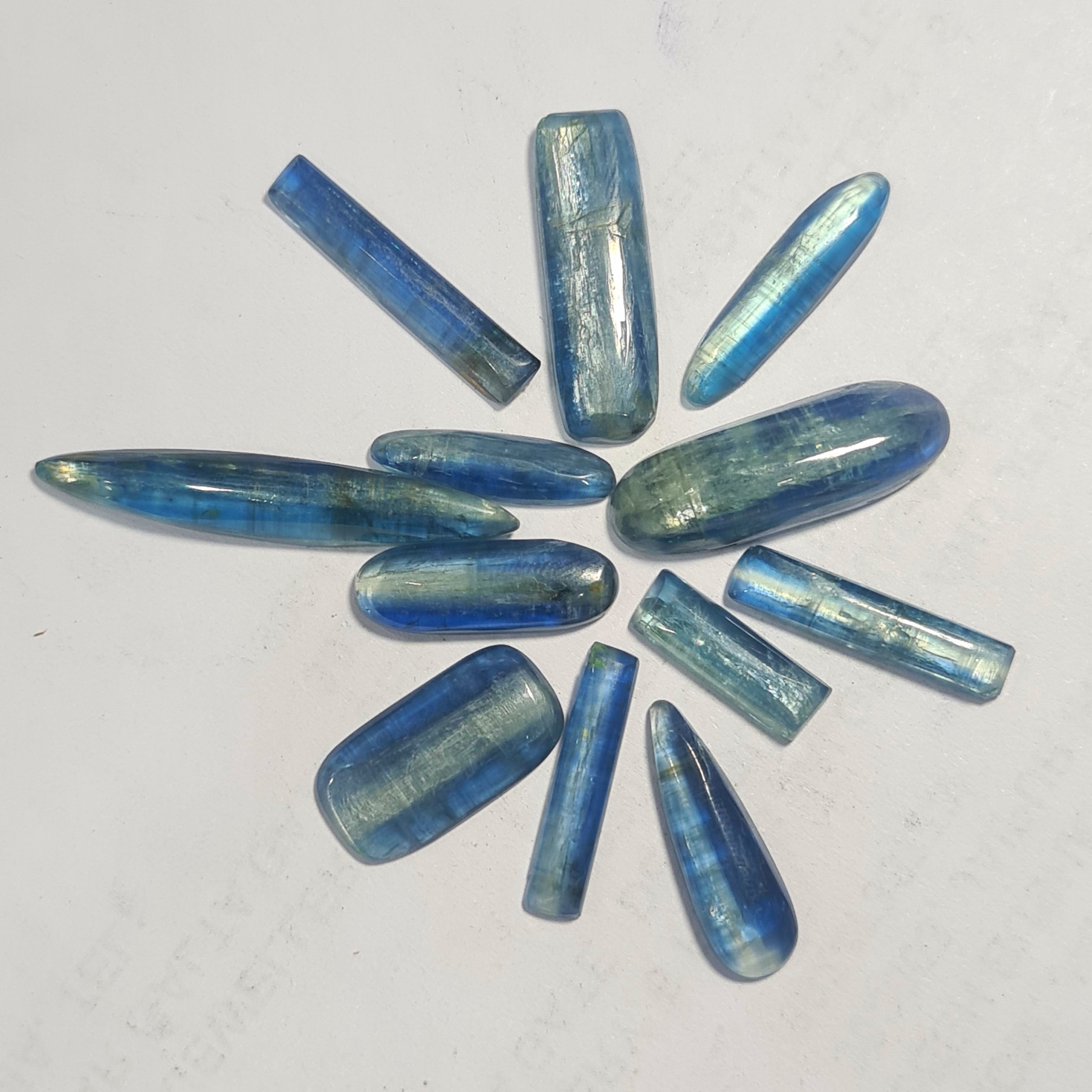 12 Pcs Of Natural Kyanite Stick Cabochon | Unshape |  Size:17-40mm - The LabradoriteKing