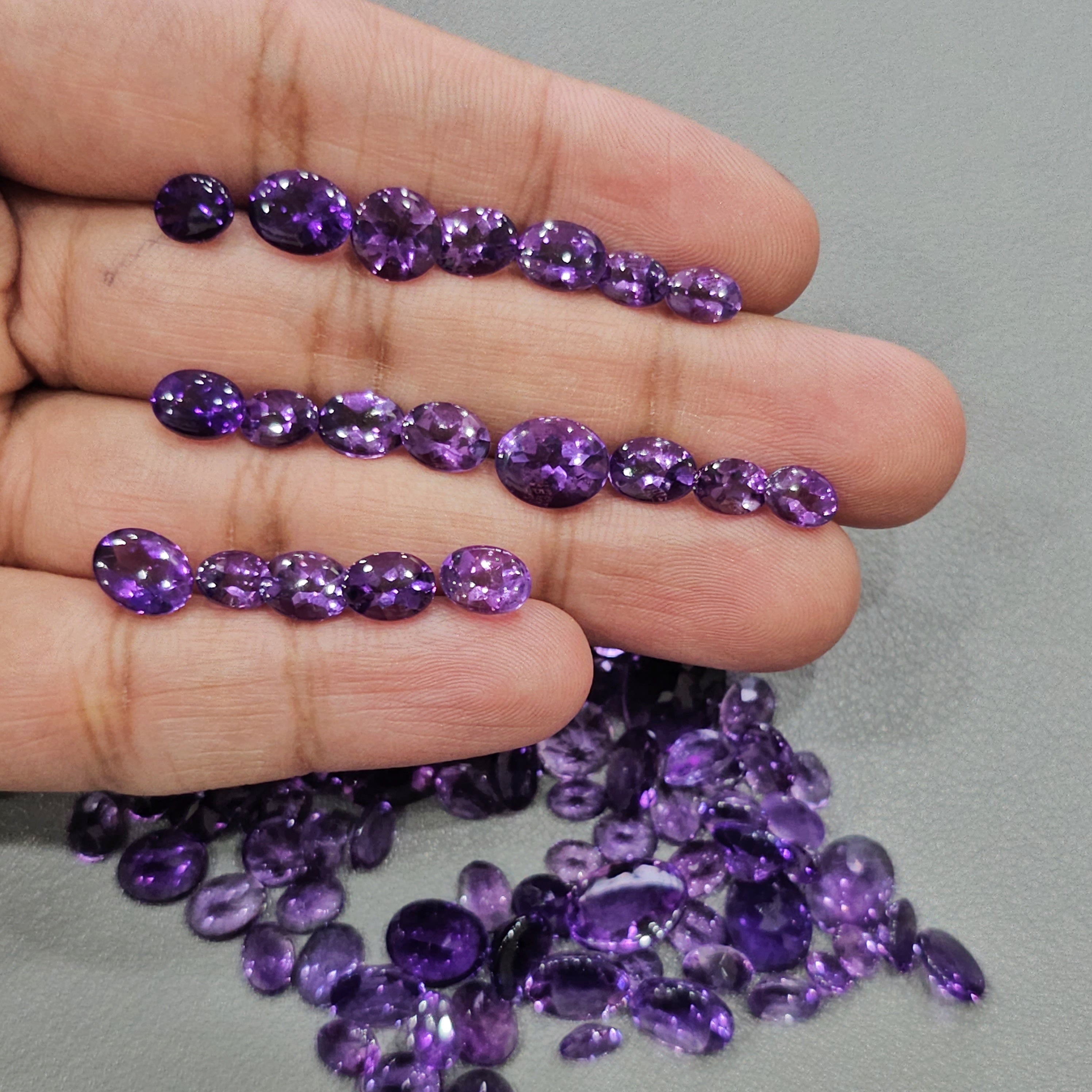 20 Pcs Amethyst Buff Top cut| Top quality | 6mm to 9mm - The LabradoriteKing