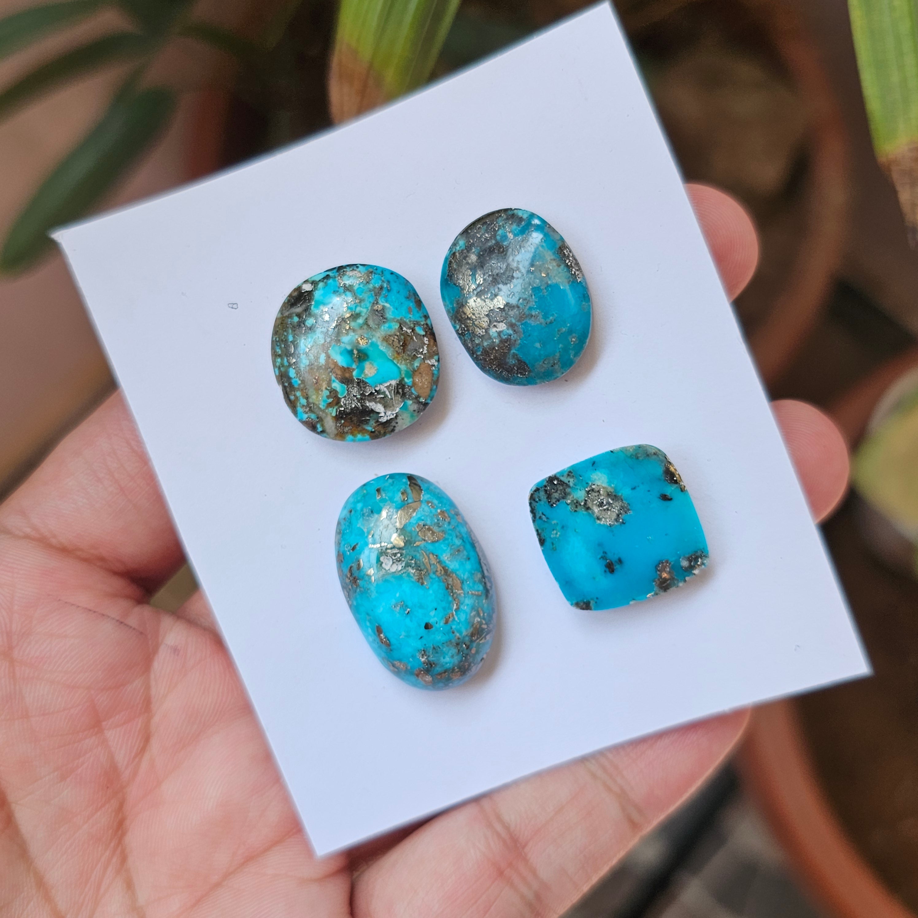 4 Pcs Of Natural Turquoise Cabochon | Mix Shape |  Size:19-28mm - The LabradoriteKing