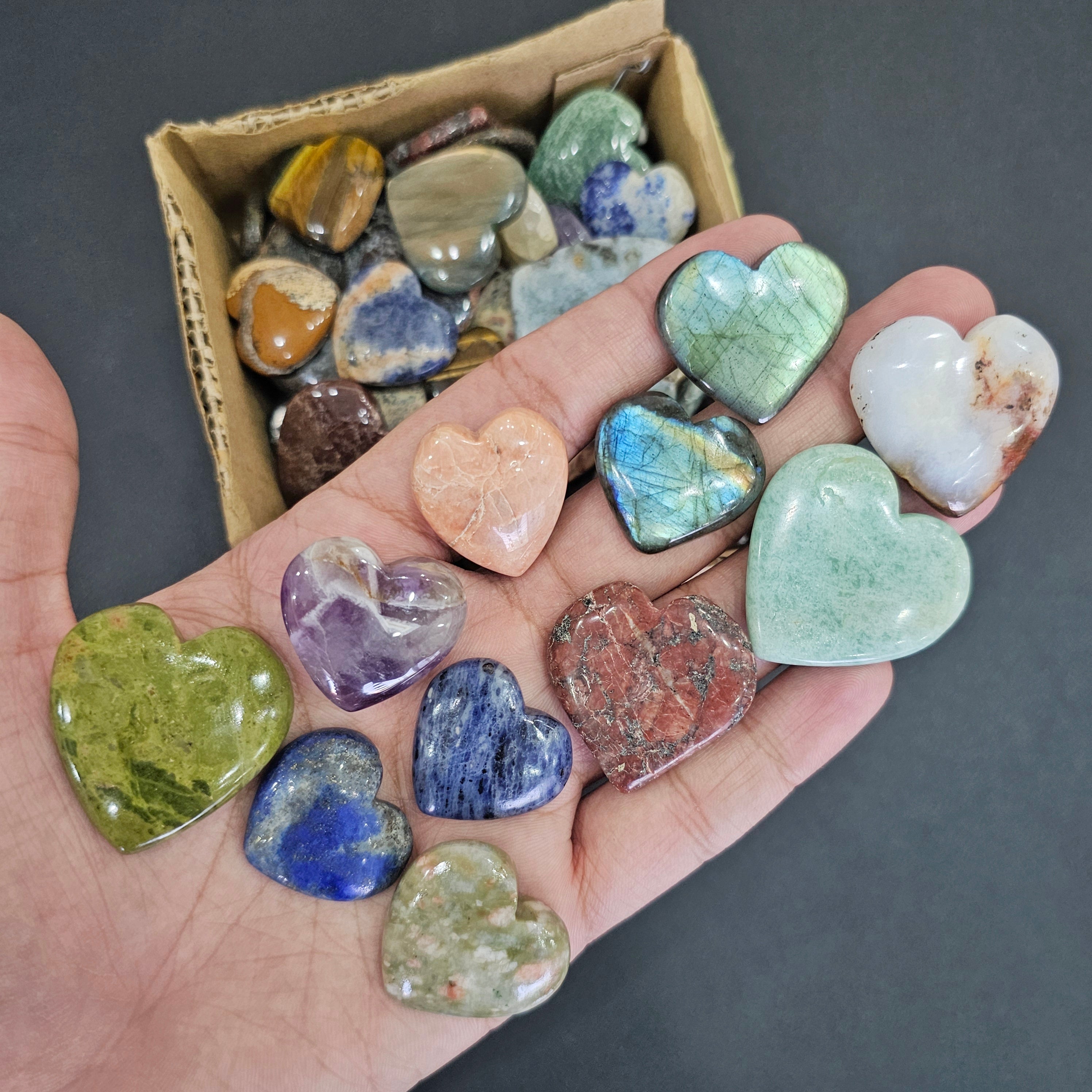 1KG Pack of Mix Heart Cabochon Set | 20-35mm | approx 100pcs - The LabradoriteKing