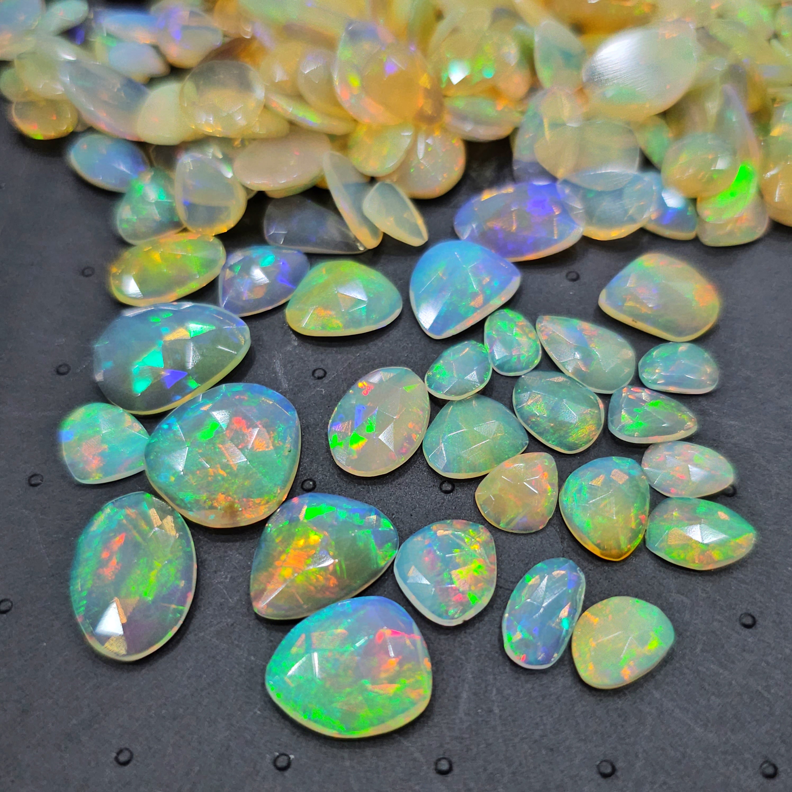 20 Pcs of Natural Ethiopian Opal Rosecuts | Flat Backs | Big and small sizes - The LabradoriteKing