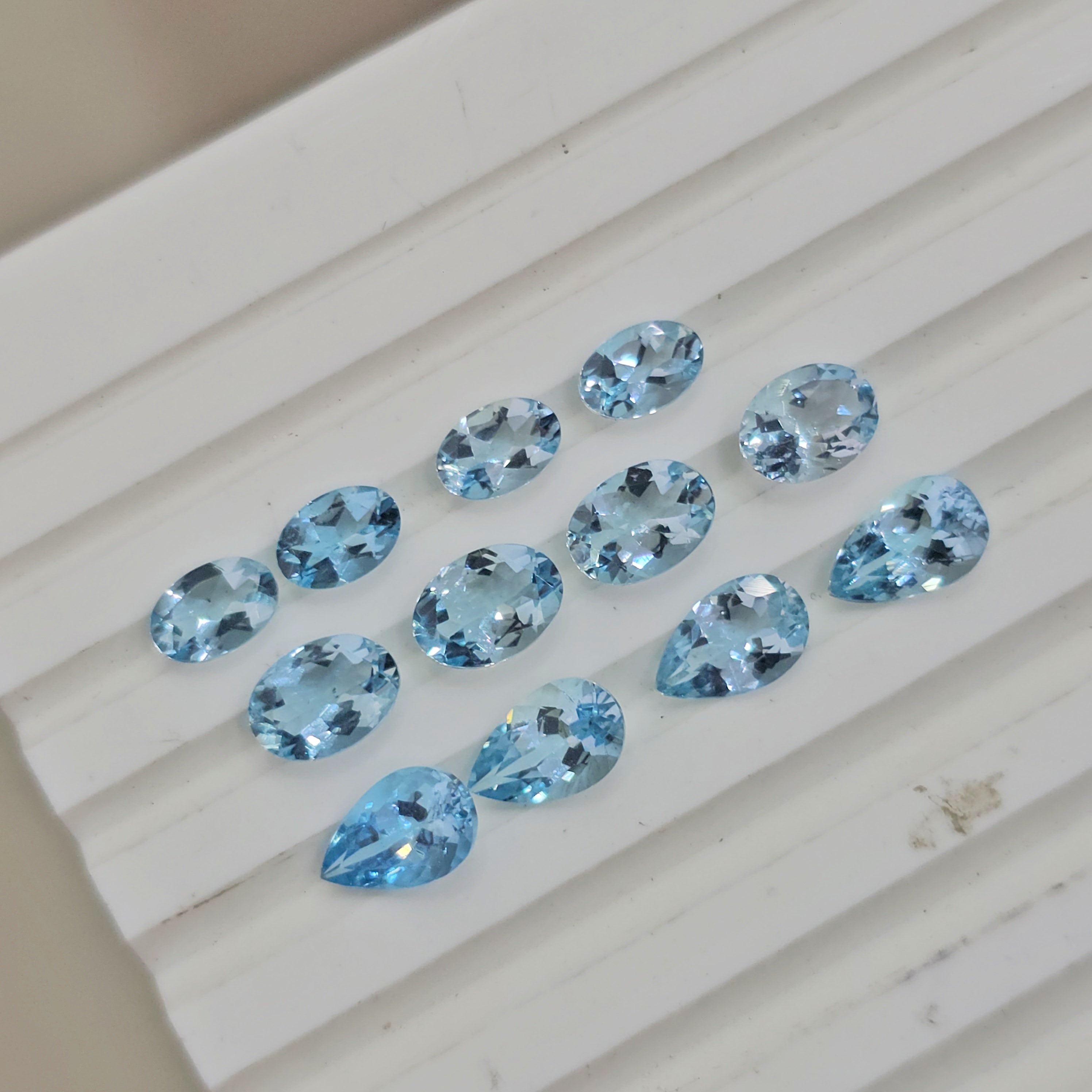 10 Pcs Natural Aquamarines | 6x4mm and 7x5mm | Deep Colour - The LabradoriteKing