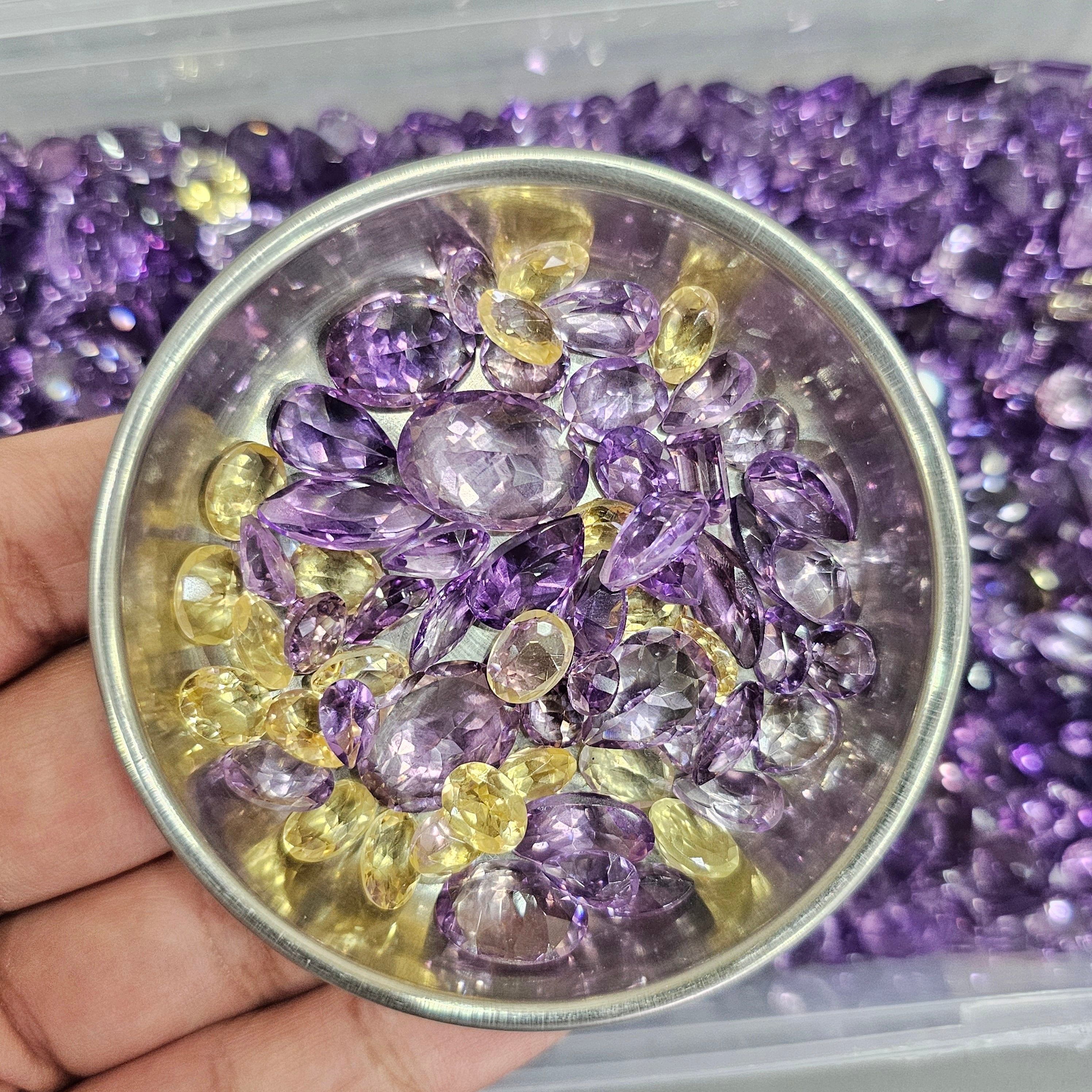 100 Carats Box of Pink Amethyst and Citrines Faceted Gems  | 40 Pcs Approx | - The LabradoriteKing