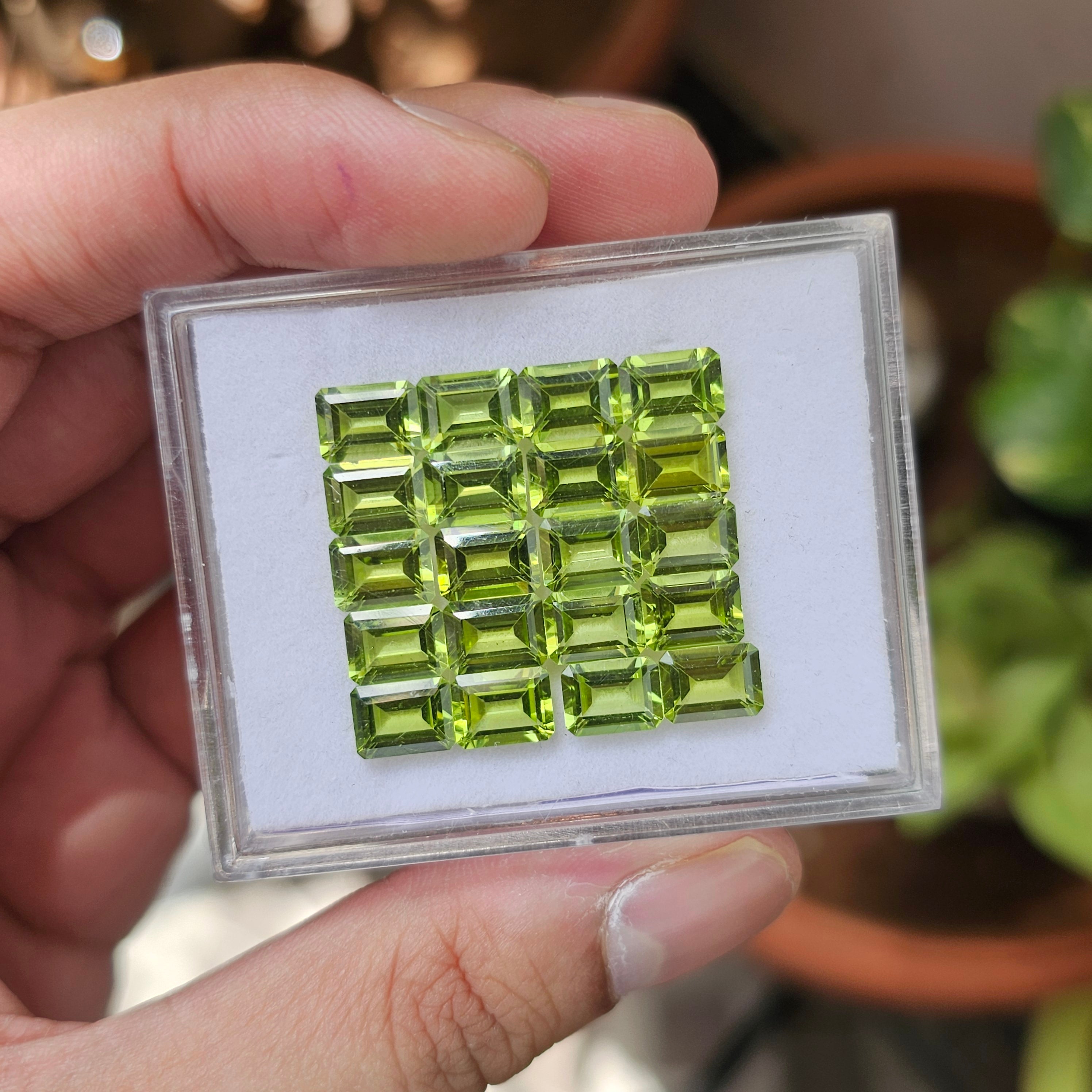 20 Pcs Of Natural Peridot Faceted | Shape: Emerald| Size: 6x8mm | Top Quality - The LabradoriteKing