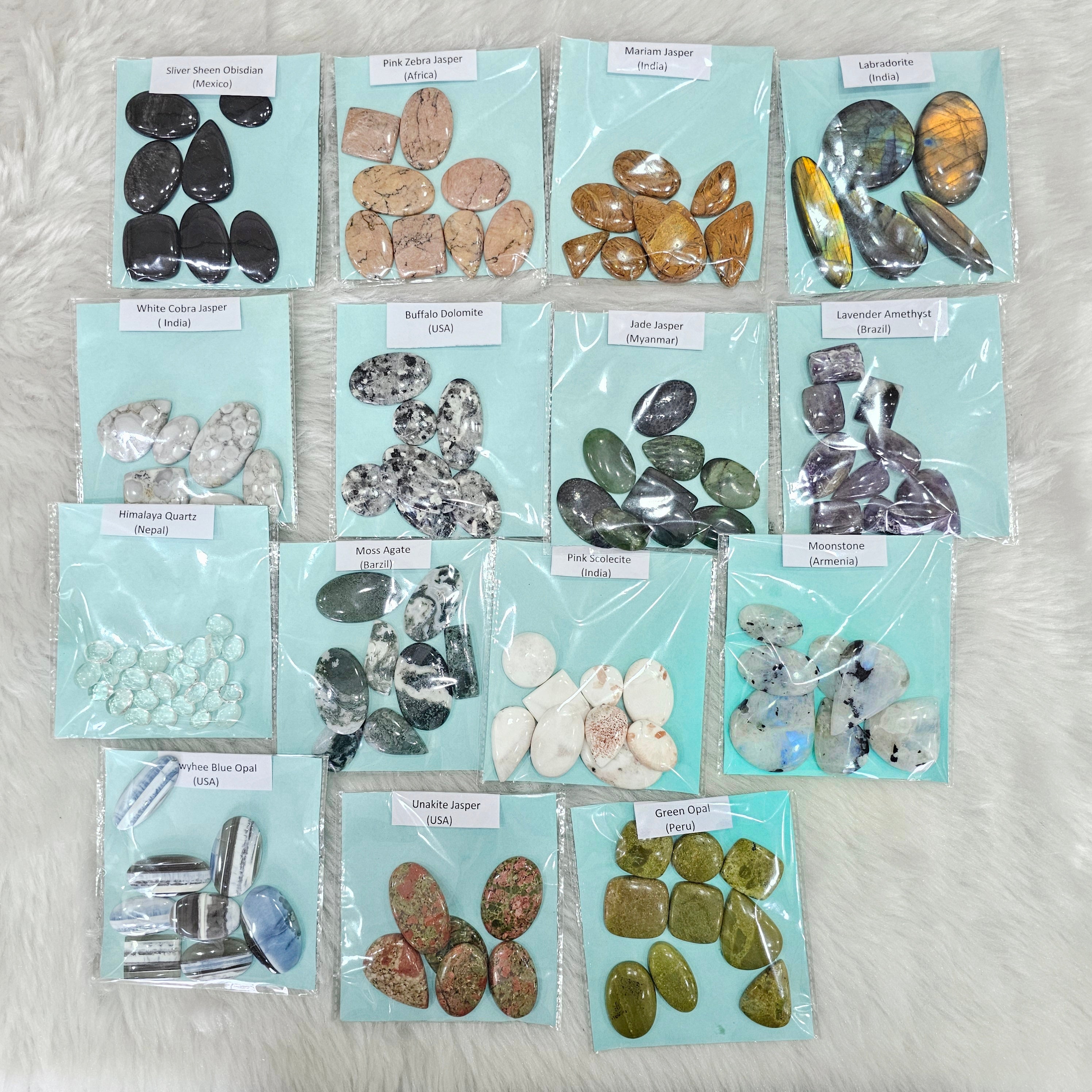 15 Sets of Exotic Gemstone cabochons | June Edition Box - The LabradoriteKing