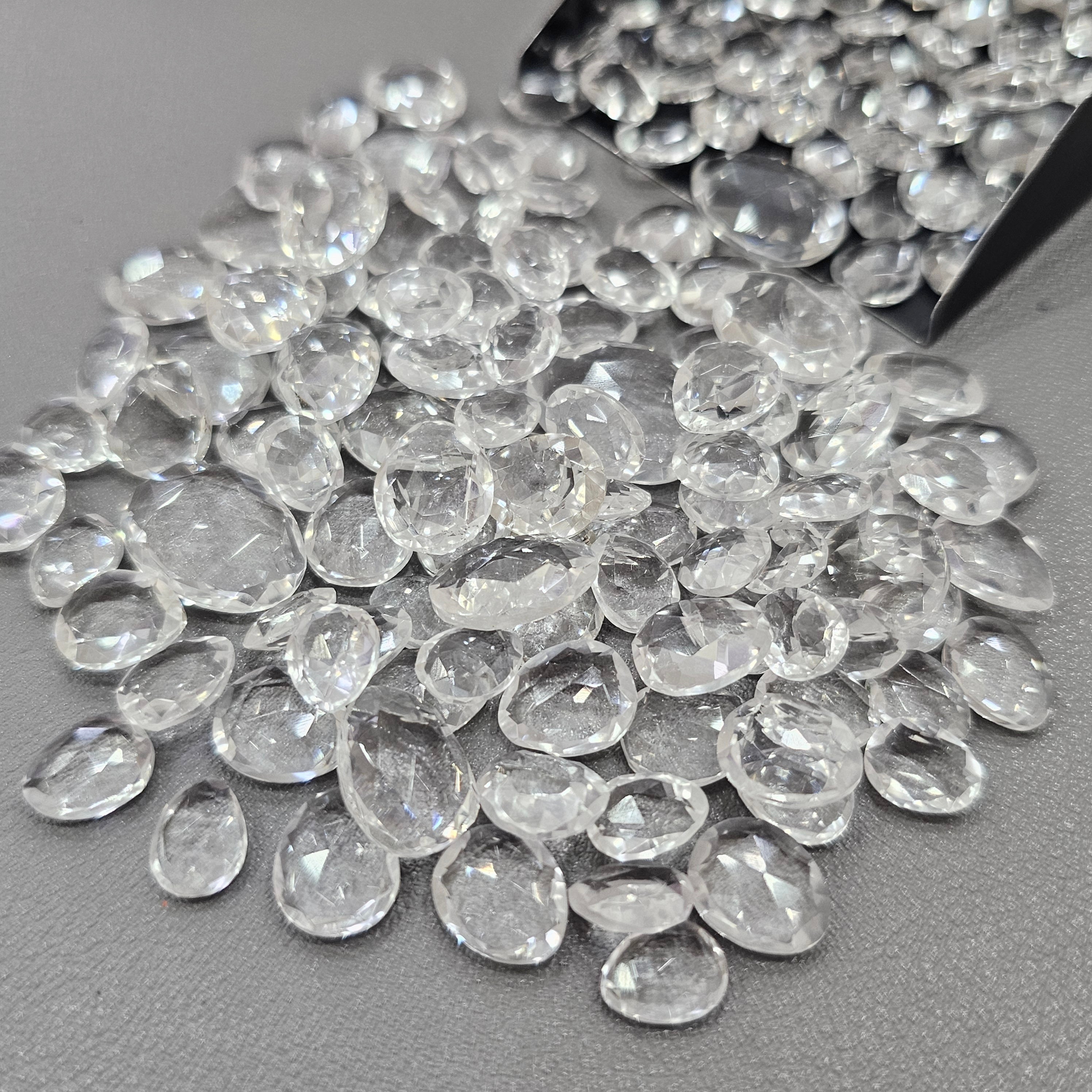 50 Pcs Clear Quartz Rosecuts | 9-15mm - The LabradoriteKing