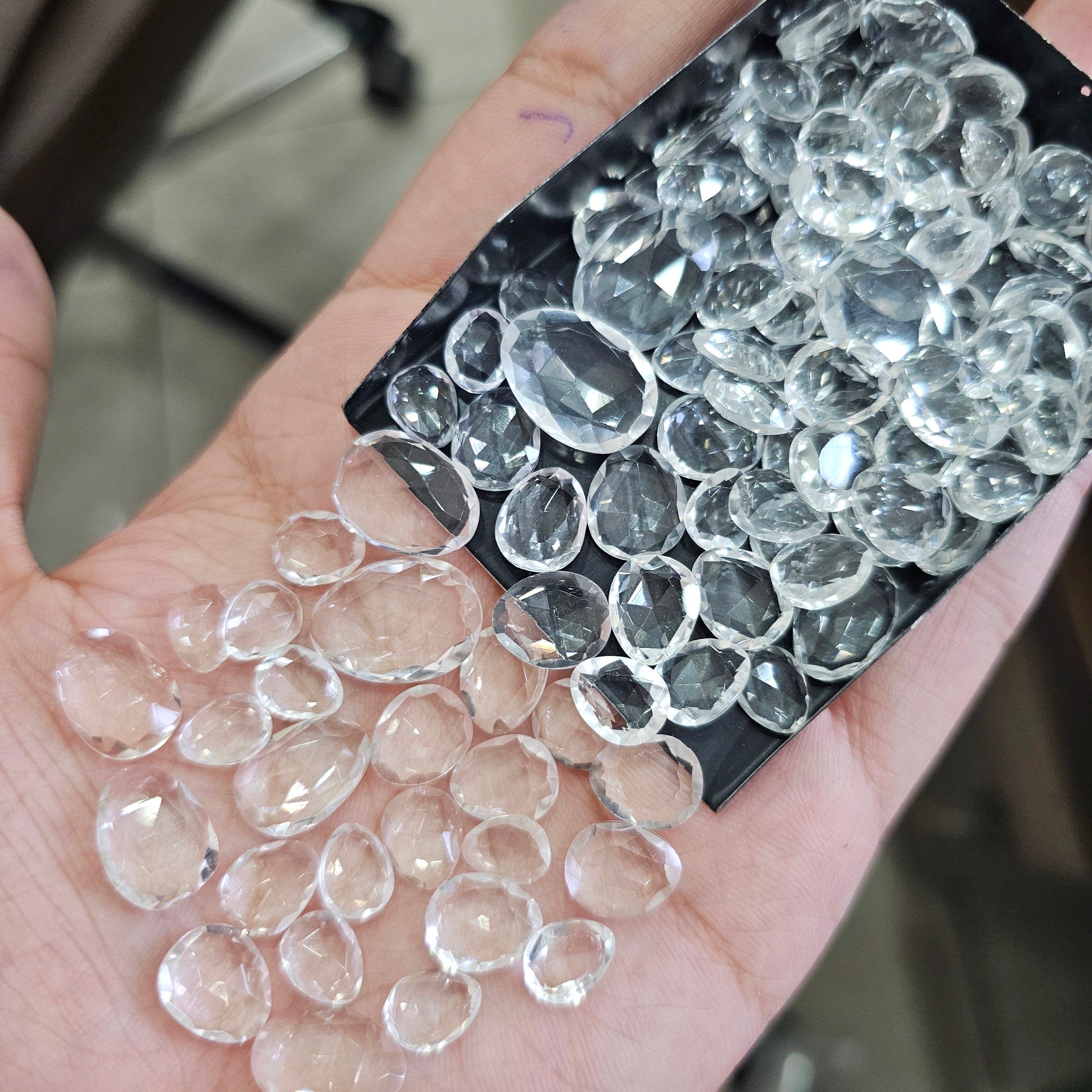 50 Pcs Clear Quartz Rosecuts | 9-15mm - The LabradoriteKing