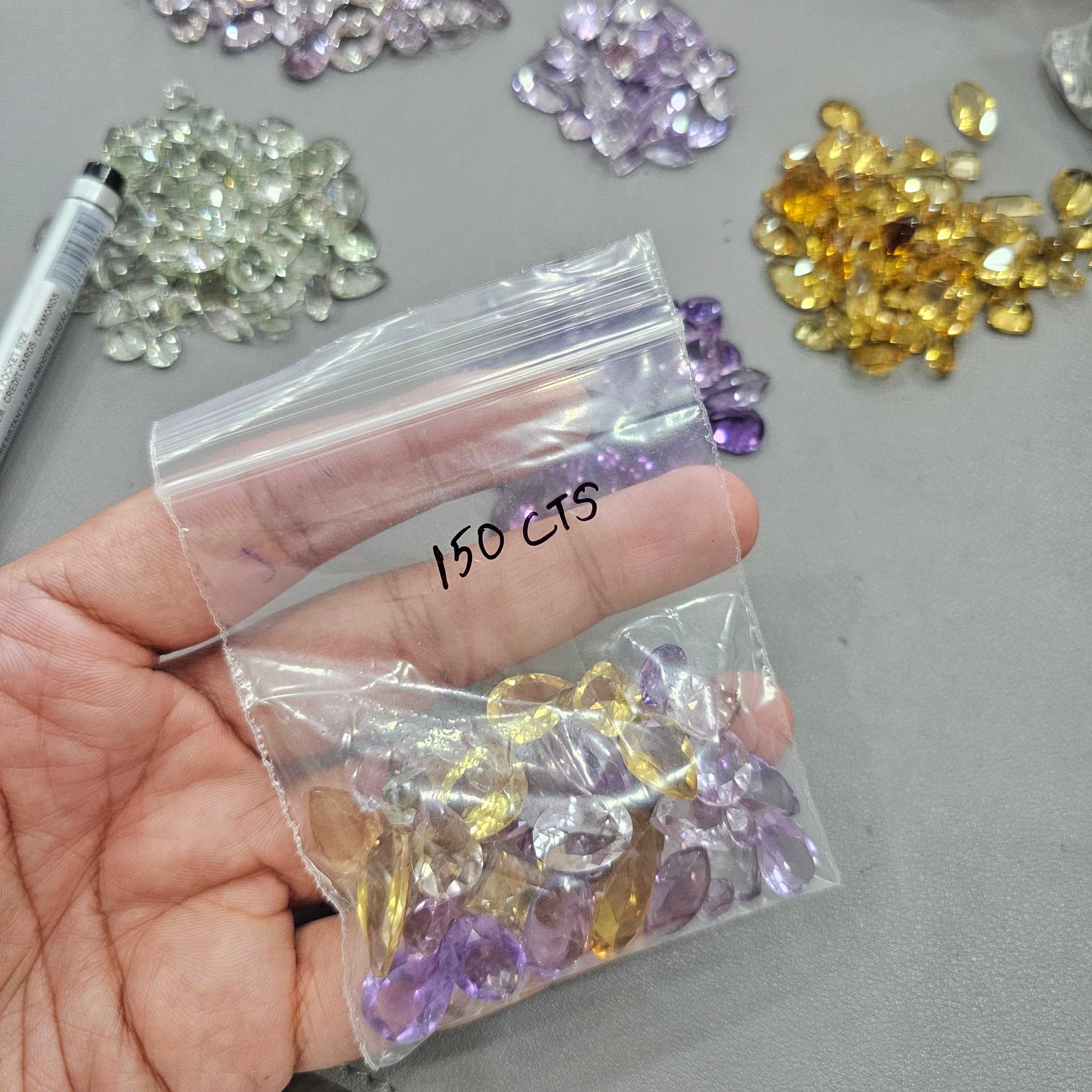 150 CaratsScoop of Lavender Amethyst, Green Amethyst, Ametrines, Citrines | 40-50 Pcs | 10mm -15mm