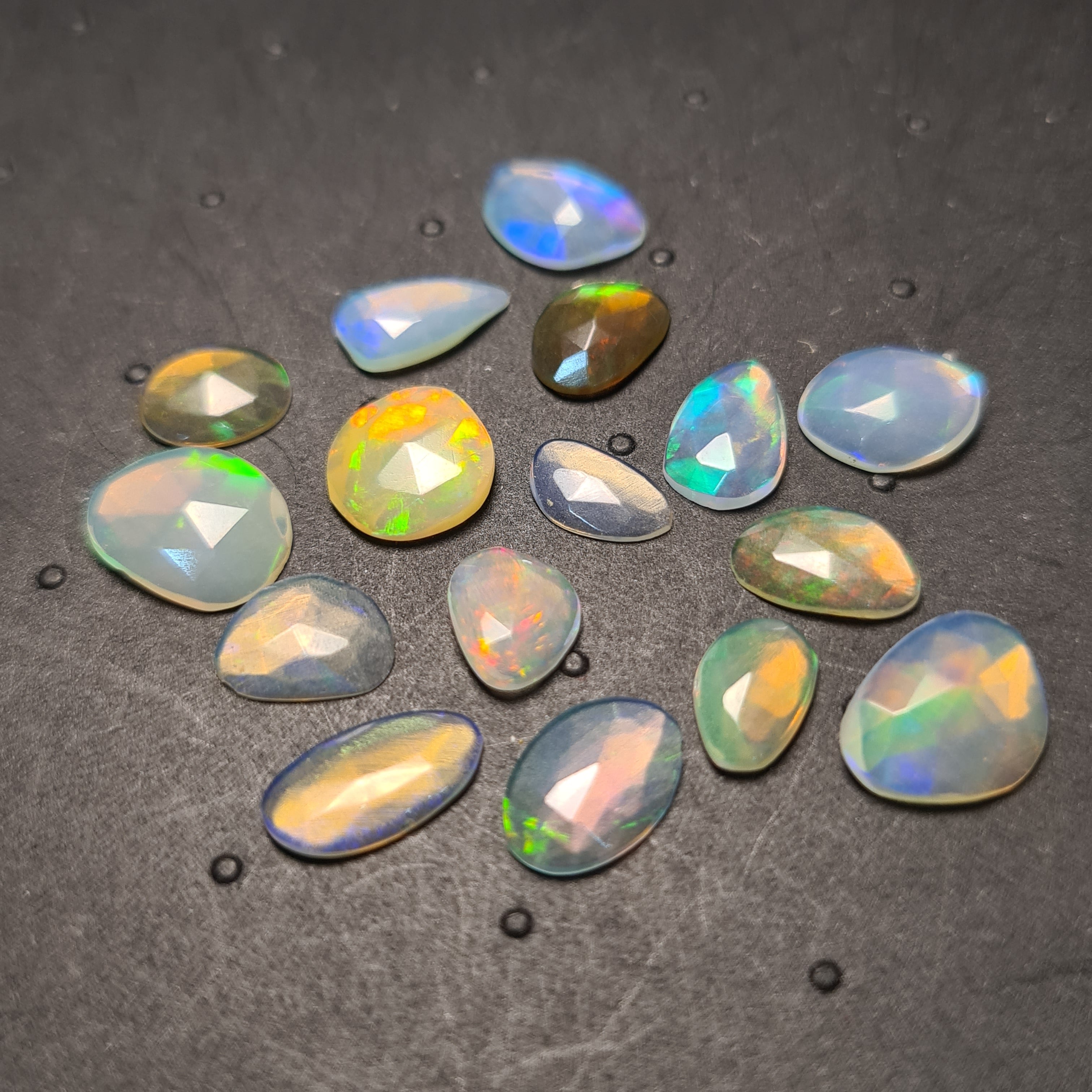 18 pcs Natural Ethiopian Opal Rose Cuts | Fancy Shape | Size:8-15mm - The LabradoriteKing