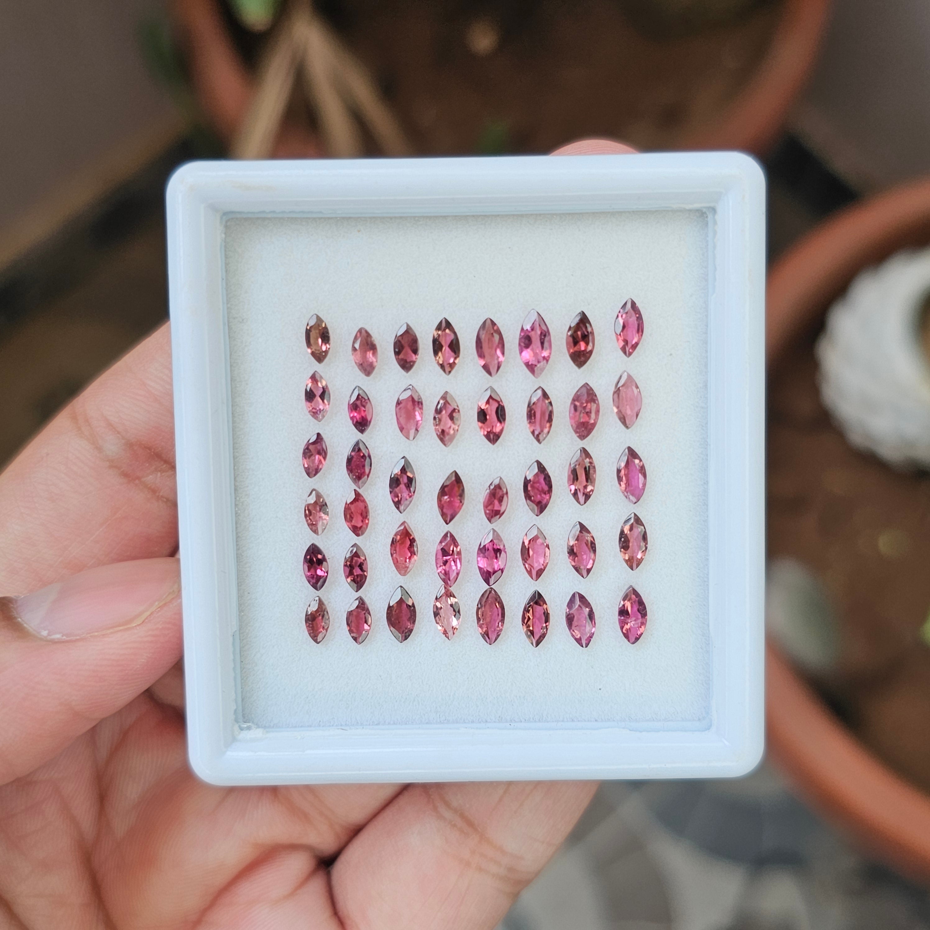 42 Pcs Of Natural Pink Tourmaline Faceted | Shape: Marquise | Size:5-6mm - The LabradoriteKing