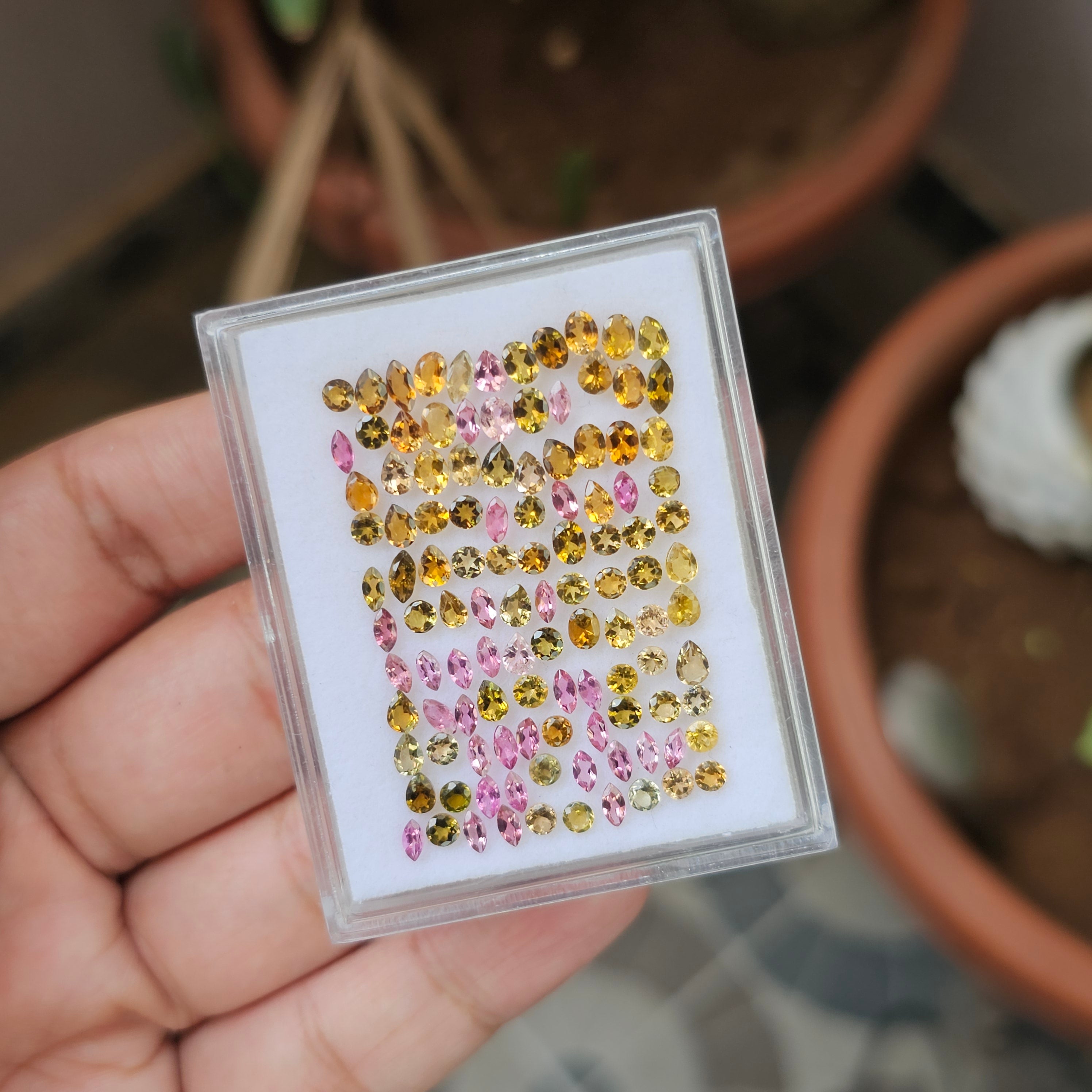 112 Pcs Of Natural Yellow & Pink Tourmaline Faceted | Shape: Mix | Size:3-4mm - The LabradoriteKing