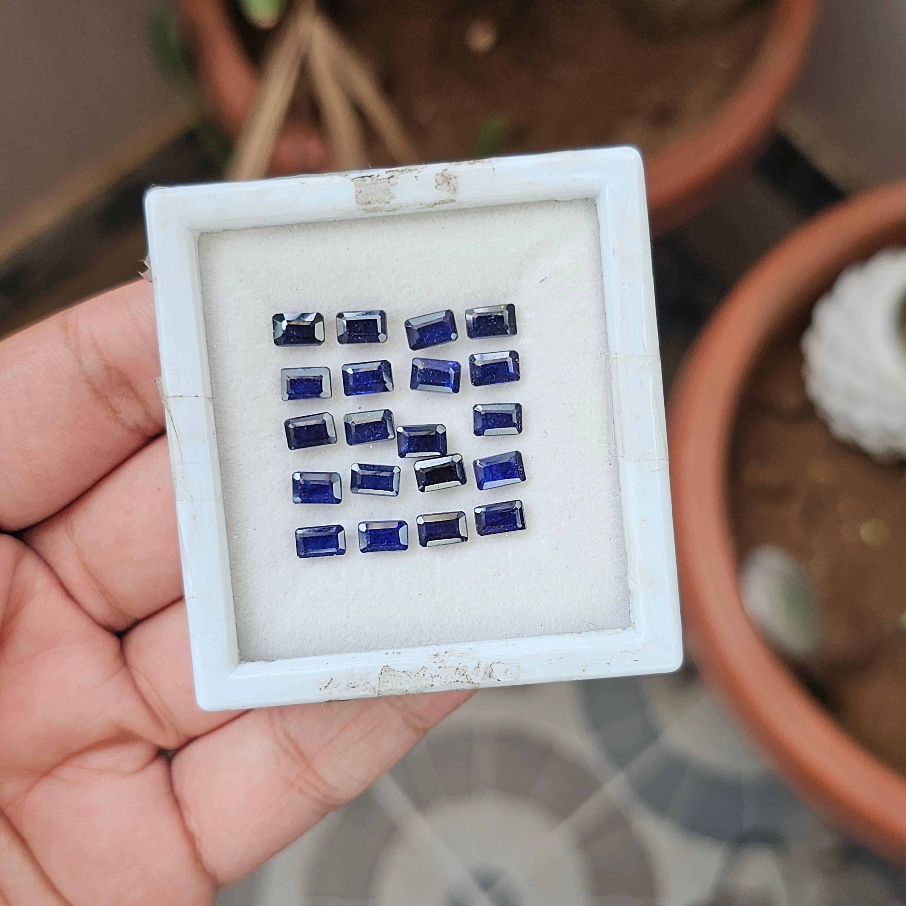 20 Pcs Of Natural Blue Sapphire Faceted | Shape: Rectangle | Size: 6x4mm - The LabradoriteKing