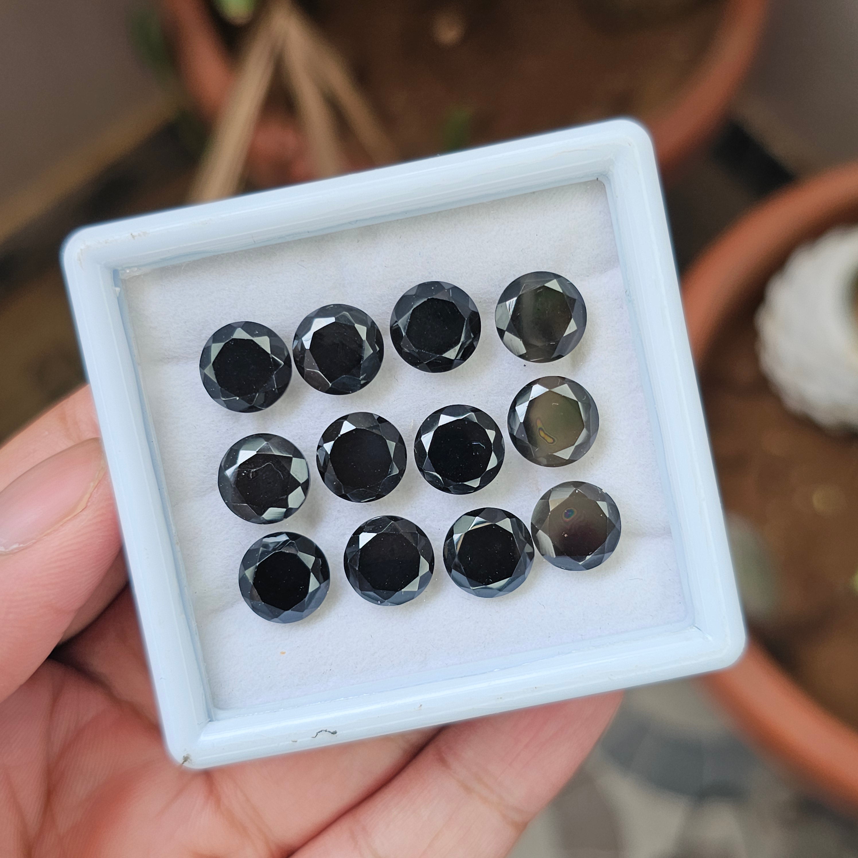 12 Pcs Of Natural Black Onyx Faceted | Shape: Round | Size: 10mm - The LabradoriteKing