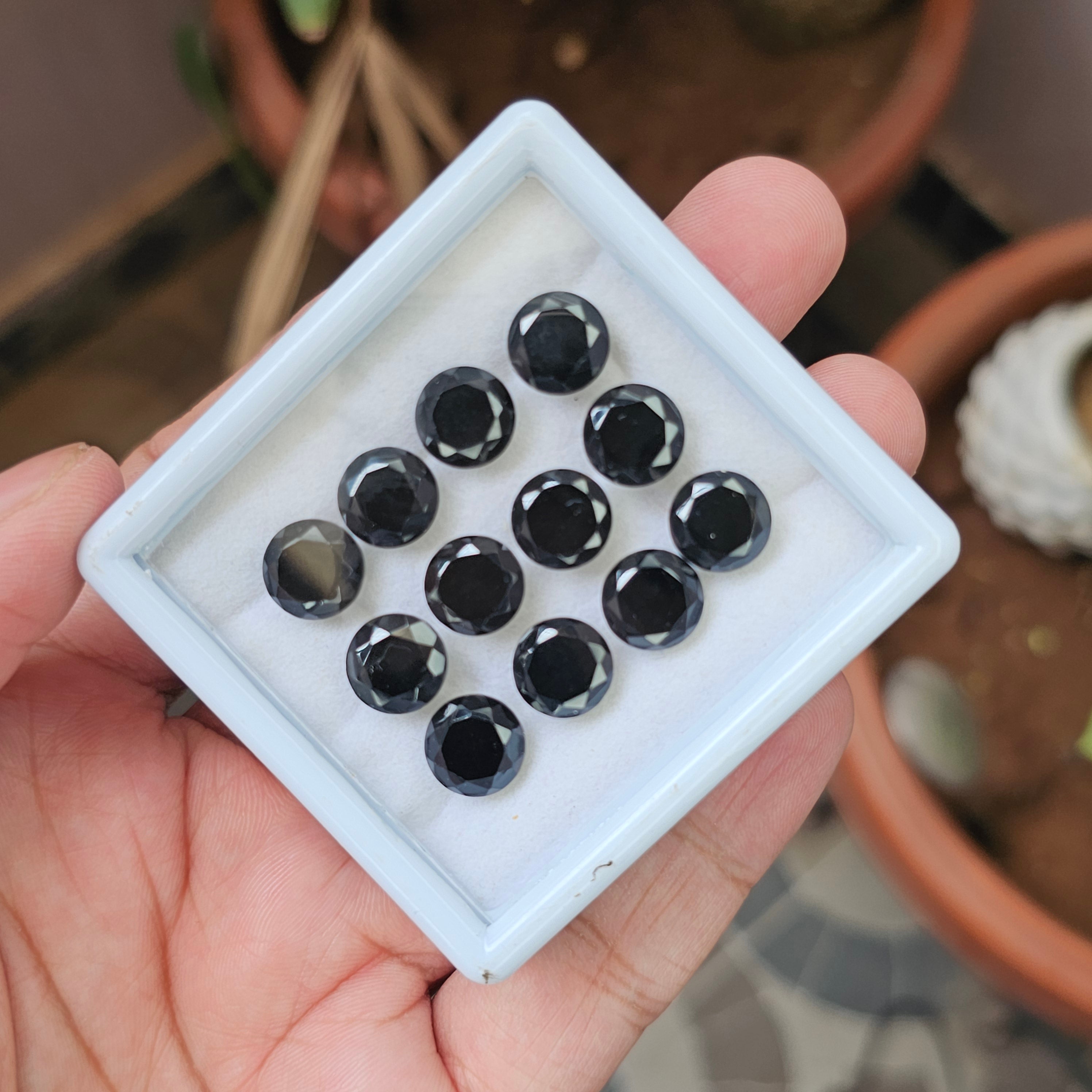 12 Pcs Of Natural Black Onyx Faceted | Shape: Round | Size: 10mm - The LabradoriteKing