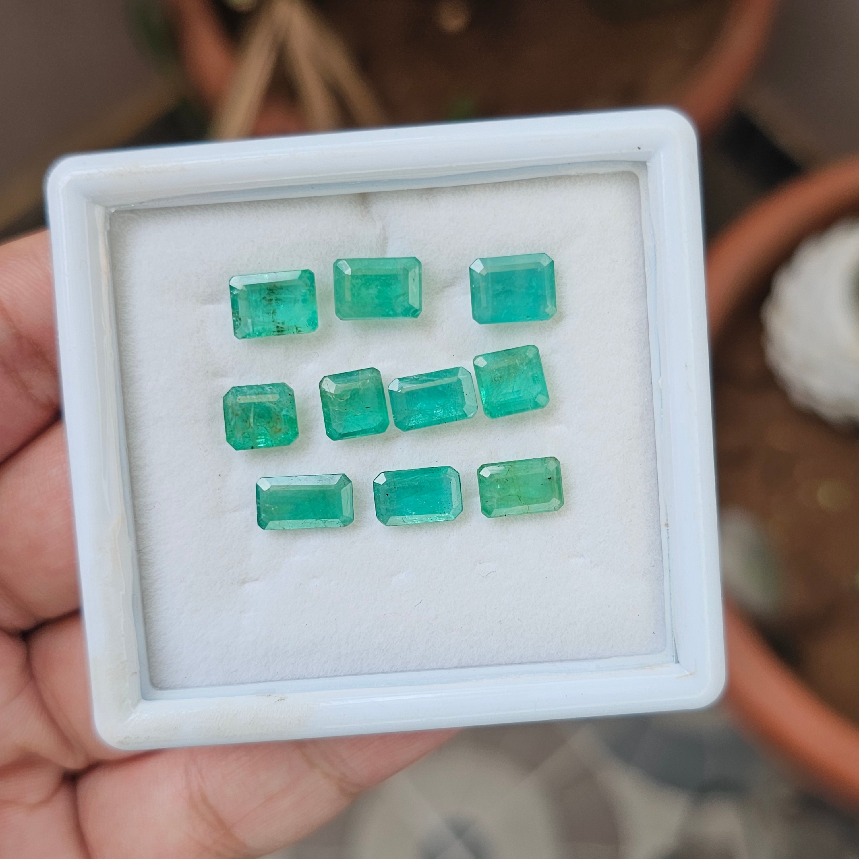 10 Pcs Natural Emerald Faceted Rectangle | 7-9mm - The LabradoriteKing