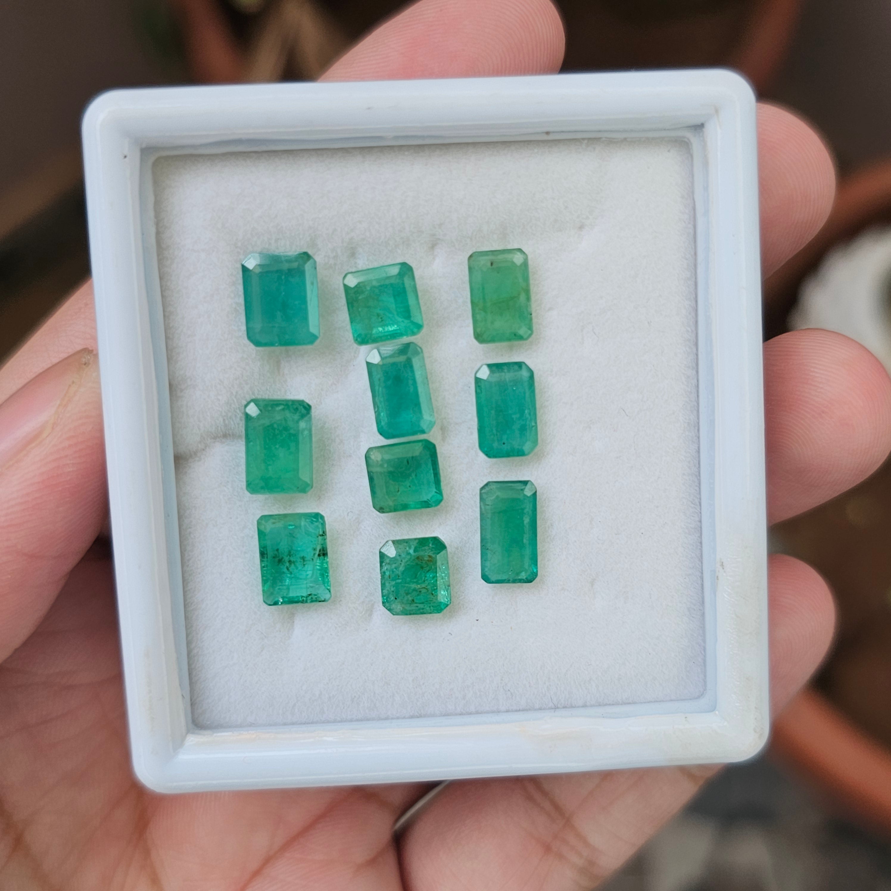 10 Pcs Natural Emerald Faceted Rectangle | 7-9mm - The LabradoriteKing