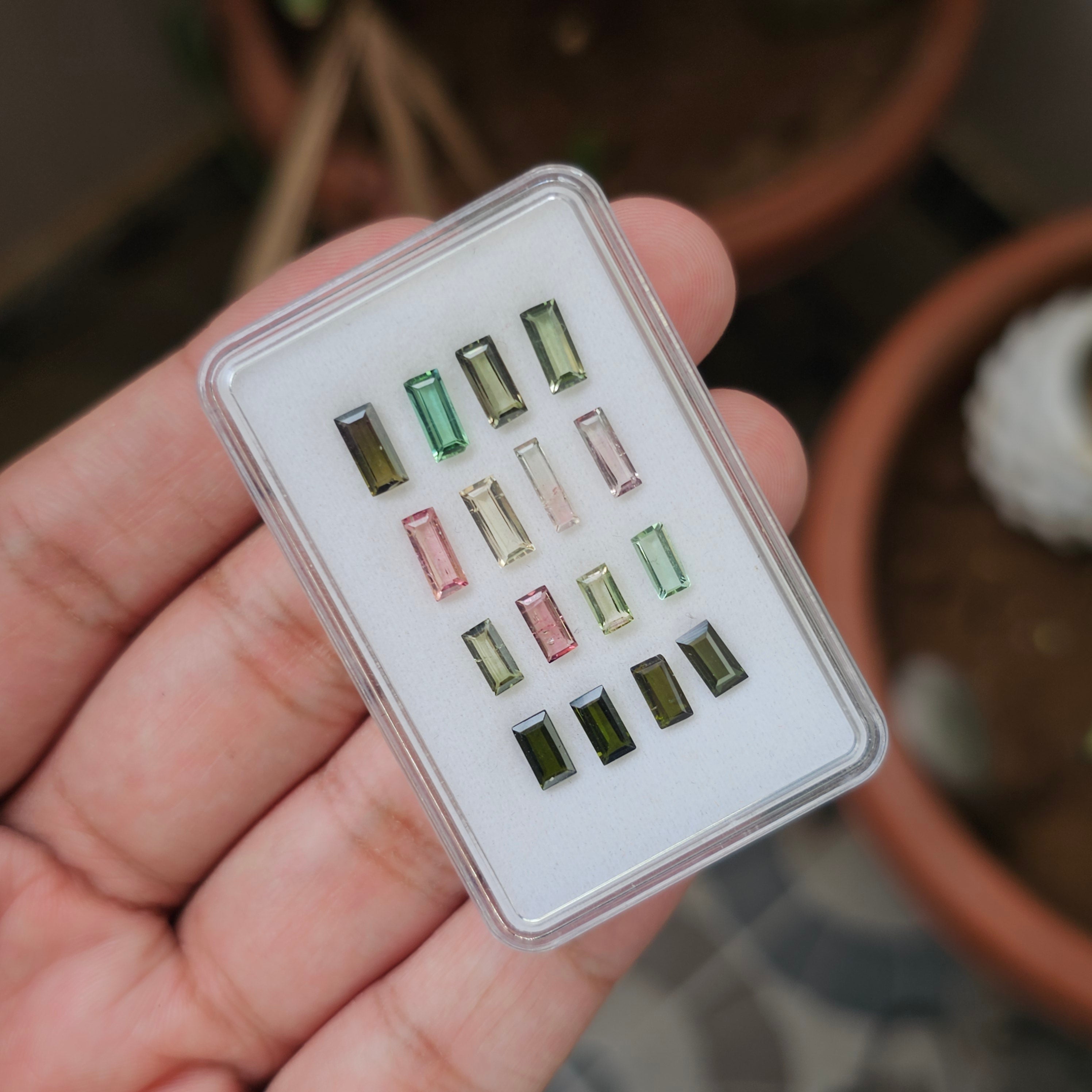 16 Pcs Of Natural Multi Tourmaline Faceted | Shape: Rectangle | Size:5-8mm