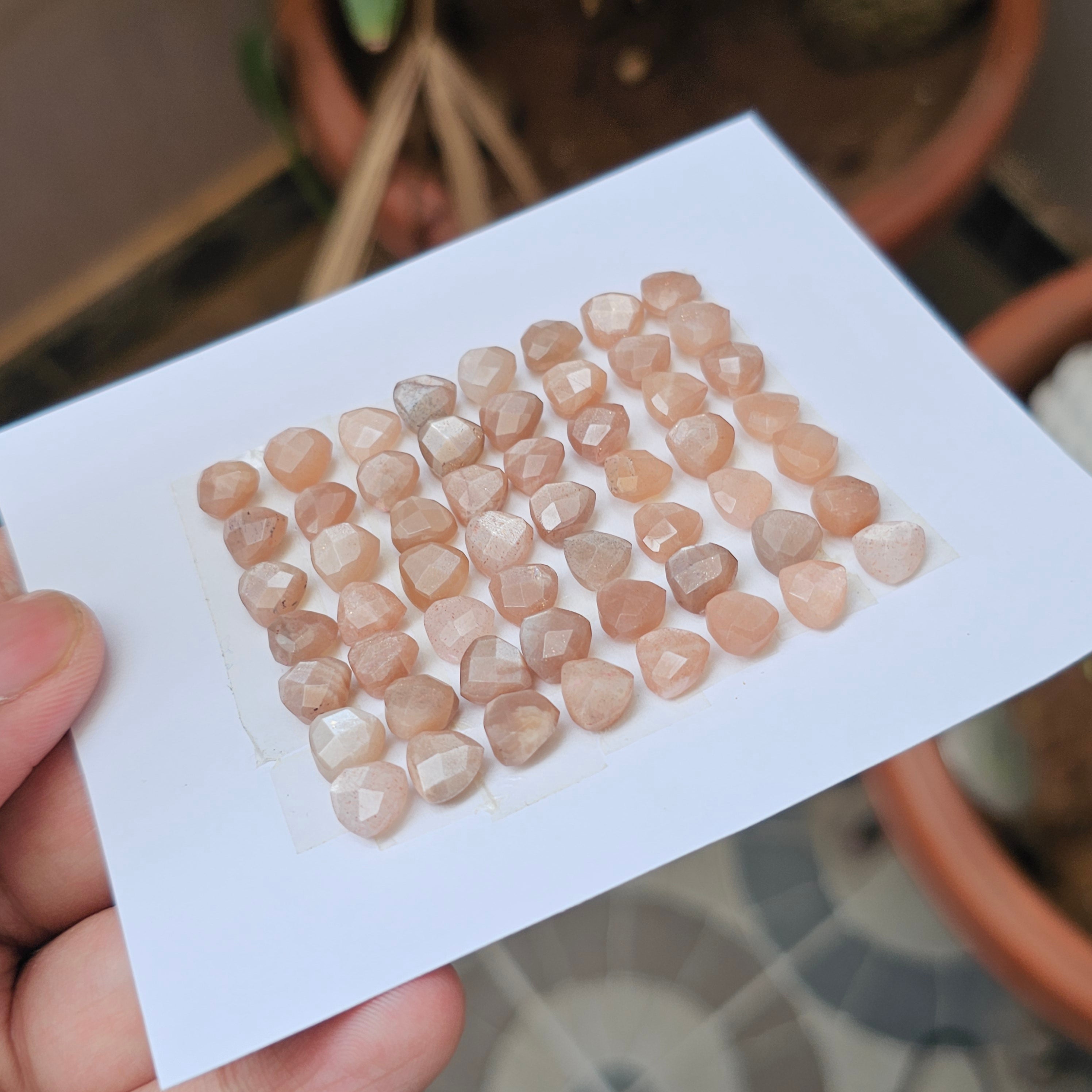 1 Card Of Natural Moonstone Faceted | Shape: Trillion | Size:7-8mm