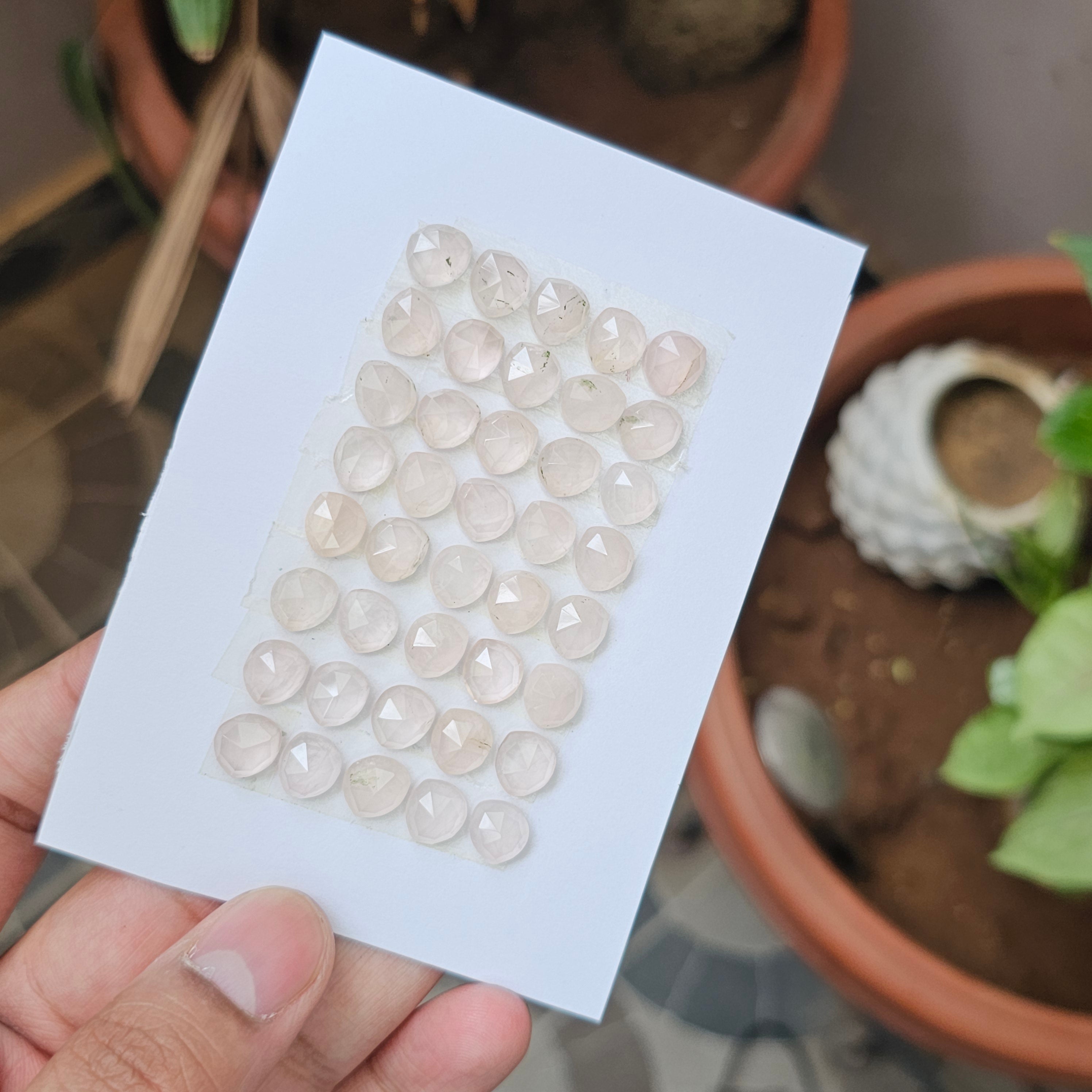 1 Card Of Natural Rose Quartz Faceted | Shape: Fancy | Size:8-9mm