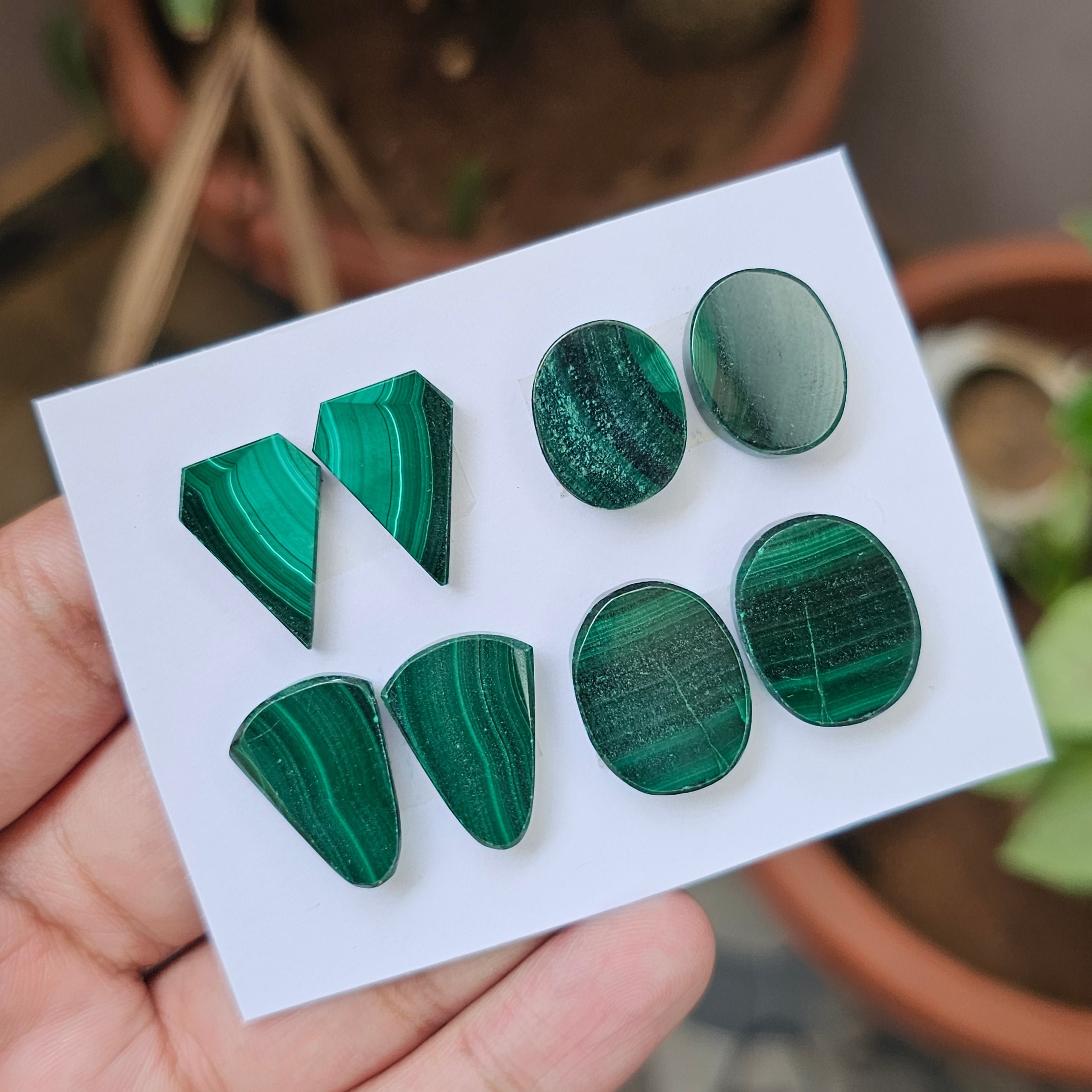 1 Card Of Natural Malachite Cabochon| Shape: Mix| Size:17-20mm - The LabradoriteKing