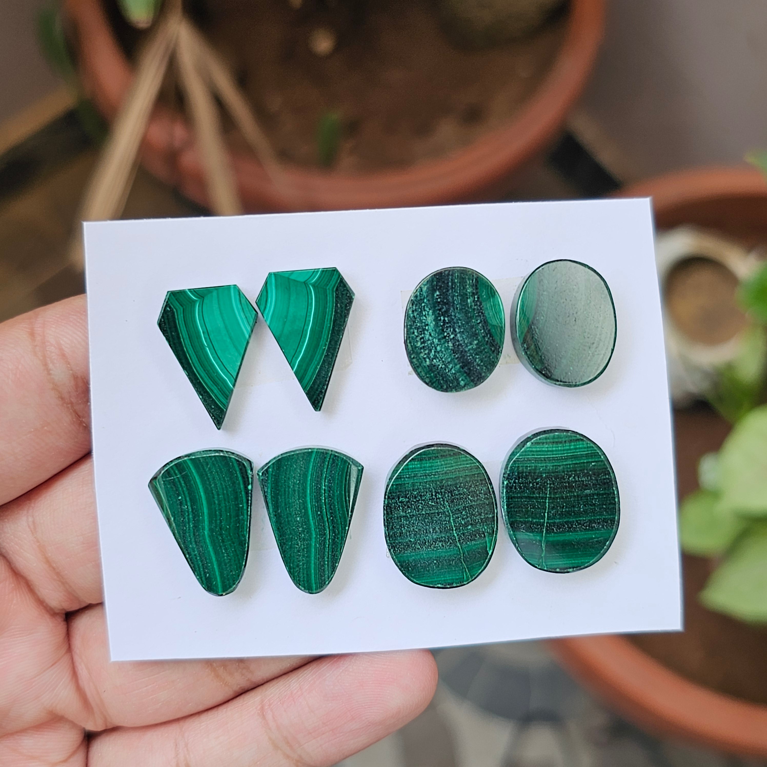 1 Card Of Natural Malachite Cabochon| Shape: Mix| Size:17-20mm - The LabradoriteKing