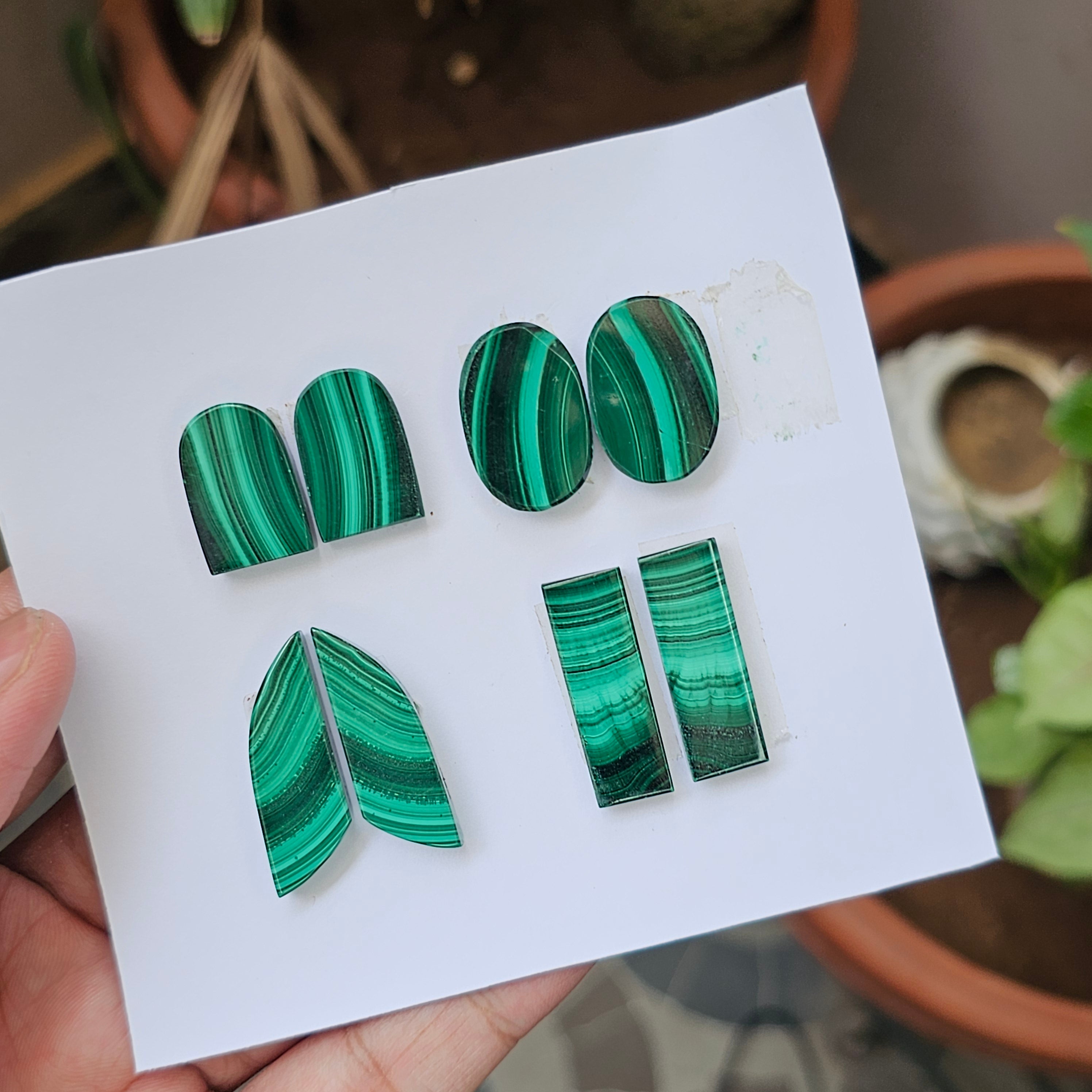 1 Card Of Natural Malachite Cabochon | Shape: Mix | Size:20-31mm - The LabradoriteKing